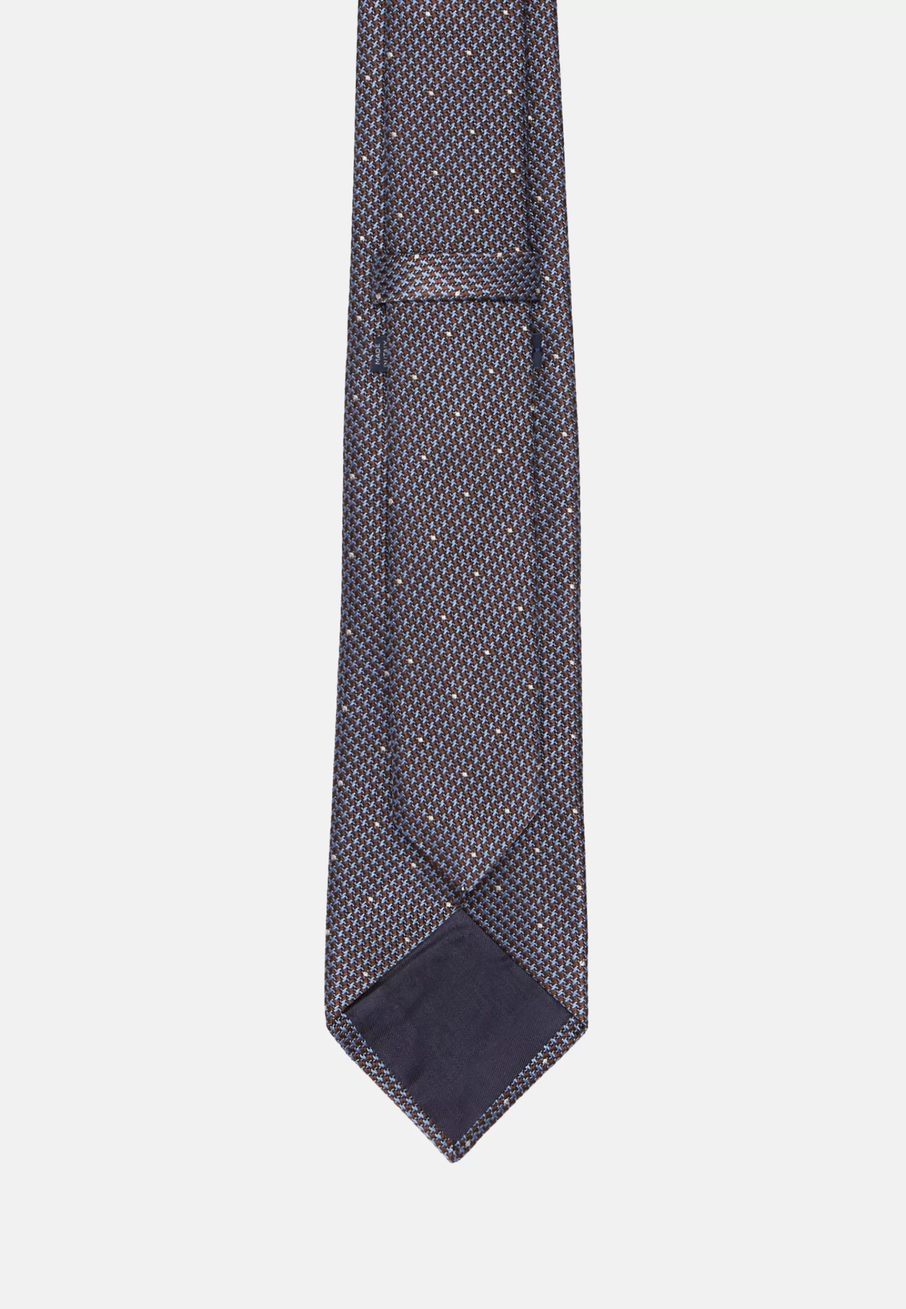 Ties^Boggi Milano Houndstooth Pattern Silk Blend Tie Light Blue