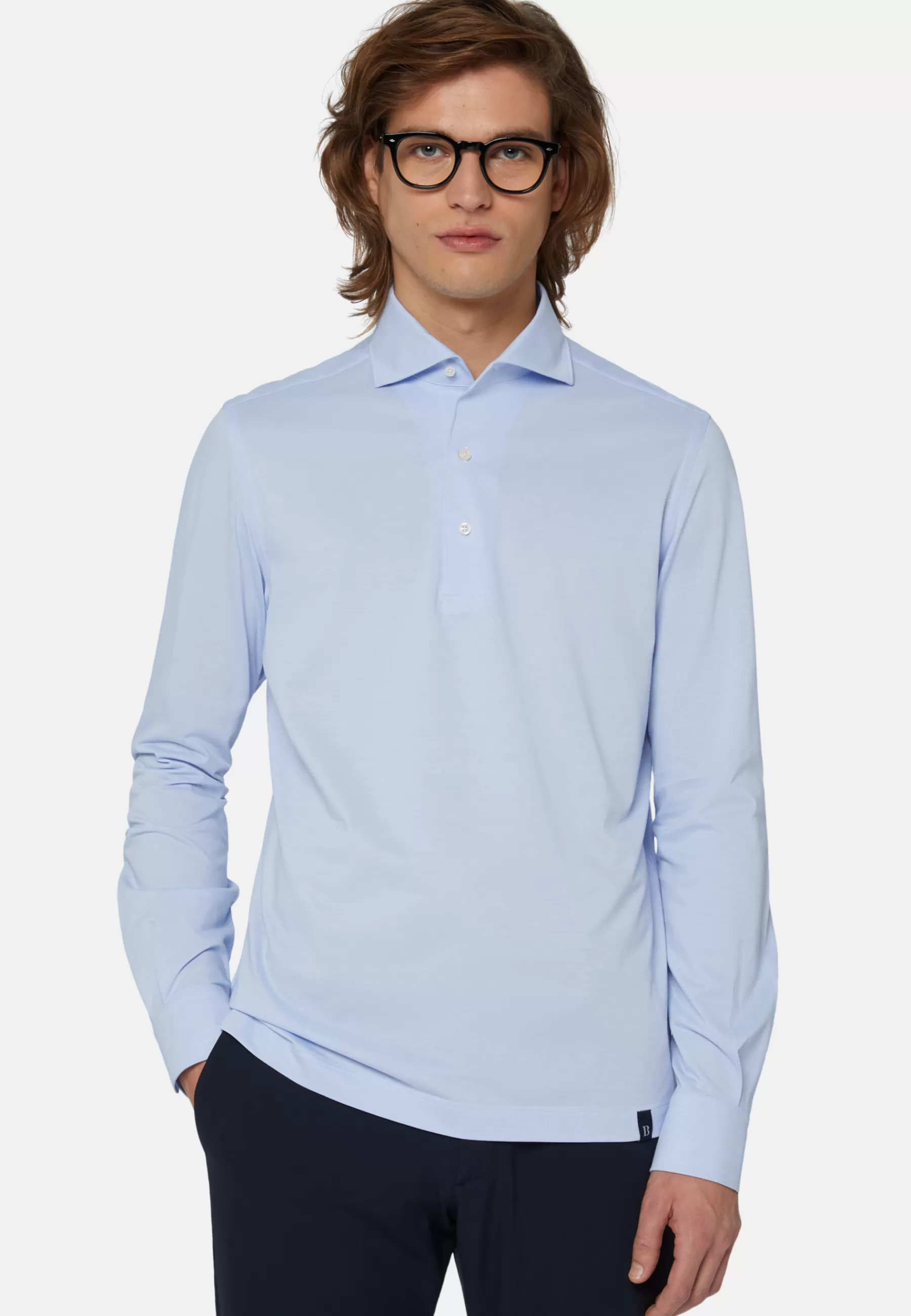 Polo Shirts and T-shirts | Polo^Boggi Milano Japanese Jersey Polo Shirt Light Blue