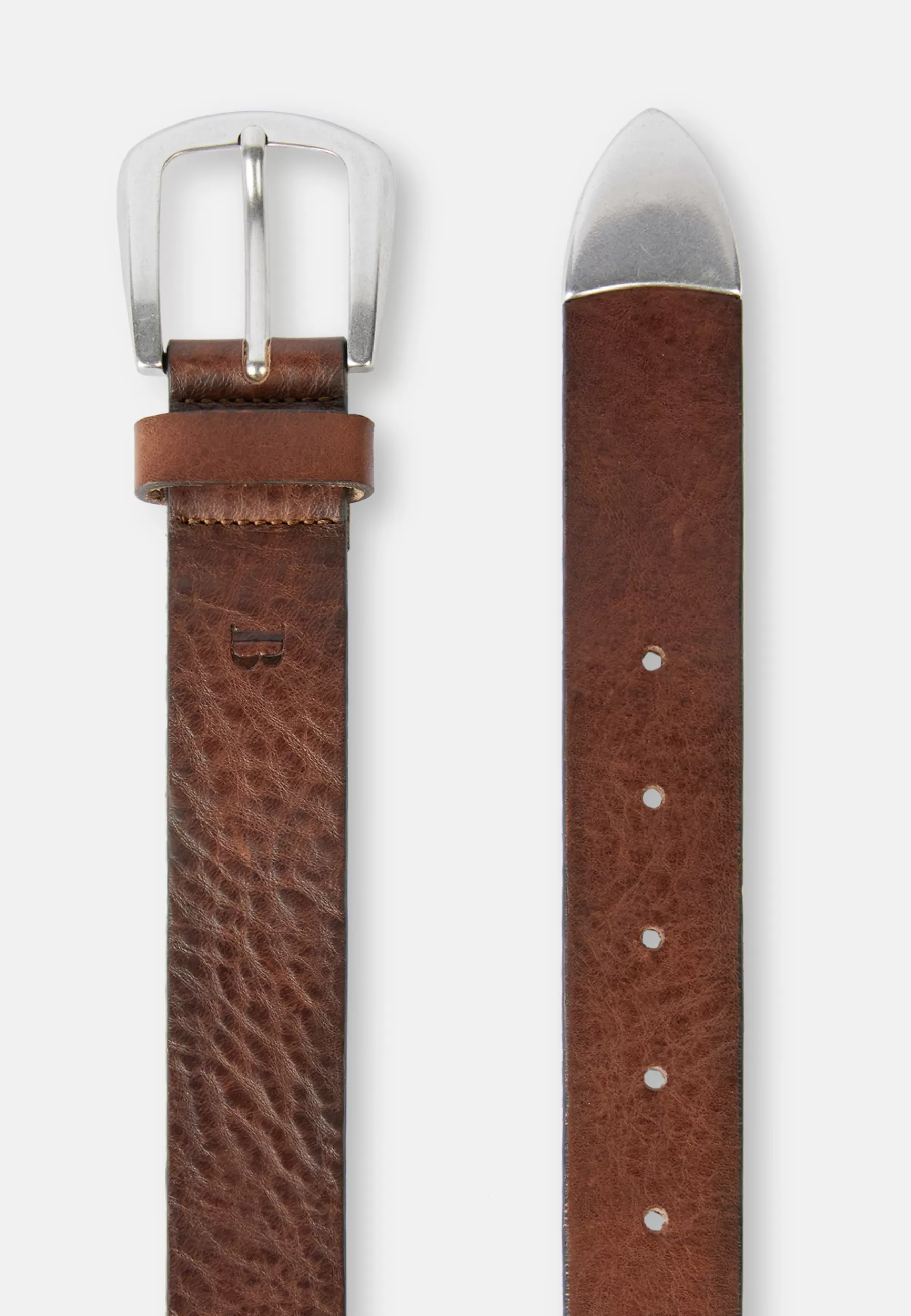 Belts^Boggi Milano Leather Belt With Metal Tip Brown