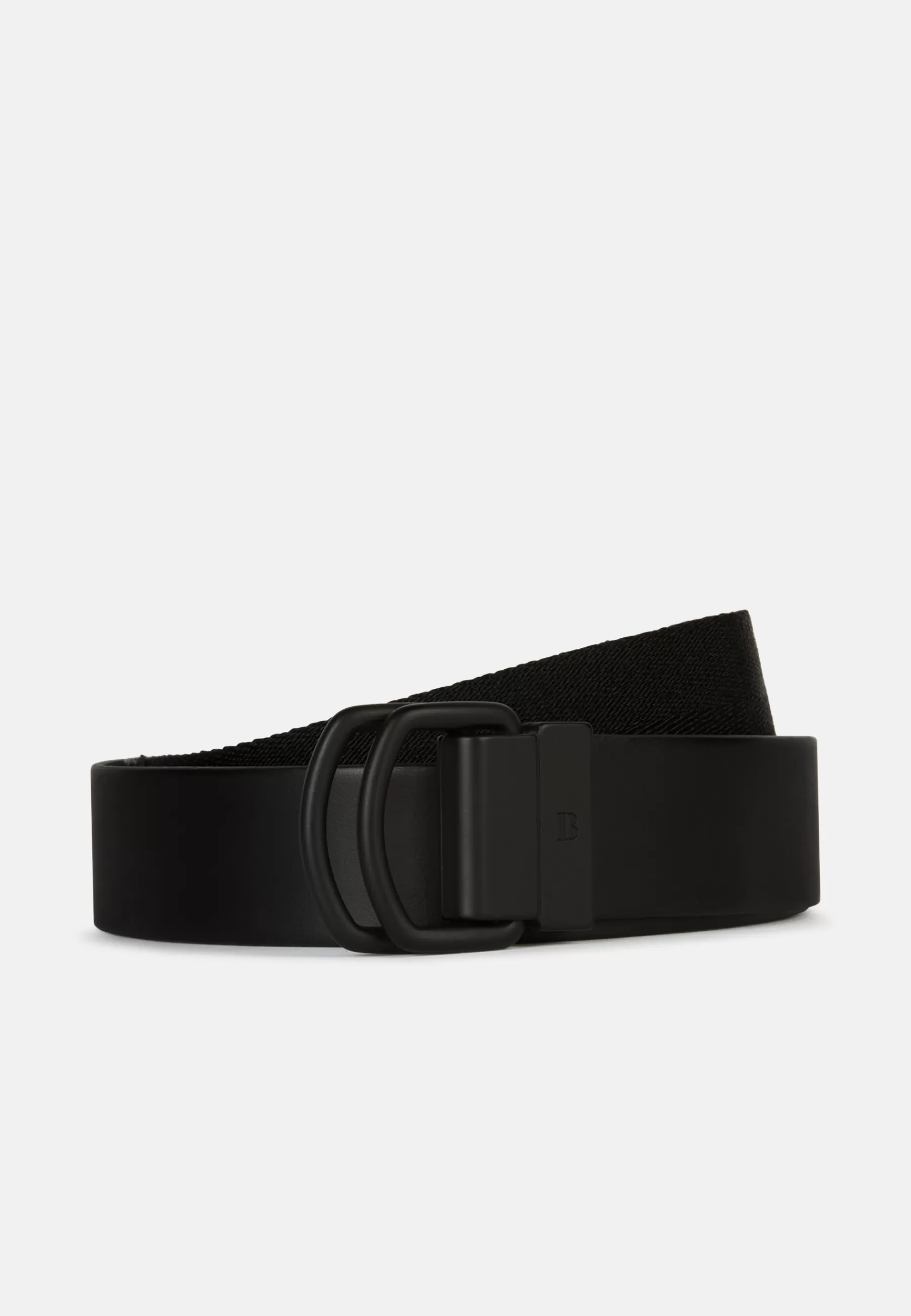 Belts^Boggi Milano Leather Belt With Ribbon Trim Black