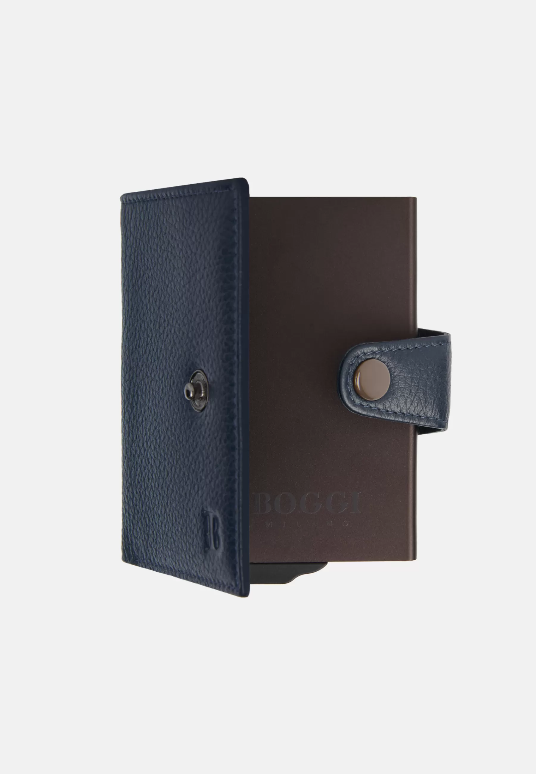 Small Leather Goods^Boggi Milano Leather Credit Card Holder Navy blue