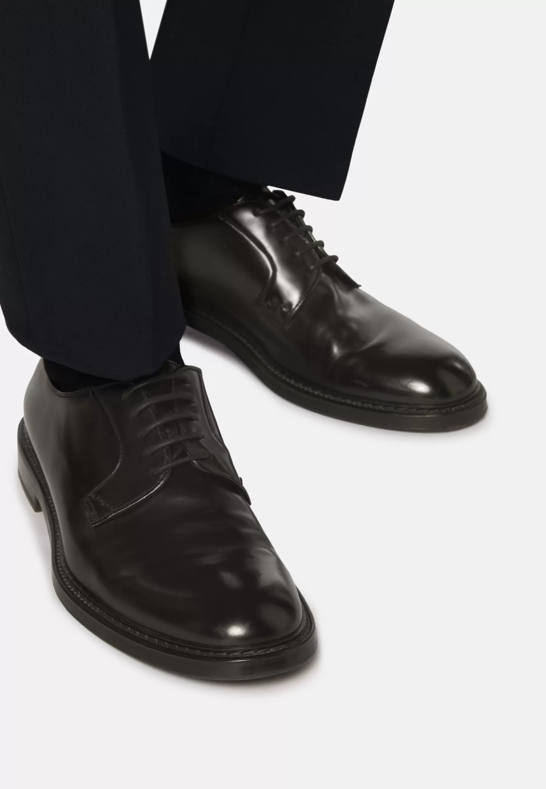 Classic^Boggi Milano Leather Derby Shoes Black