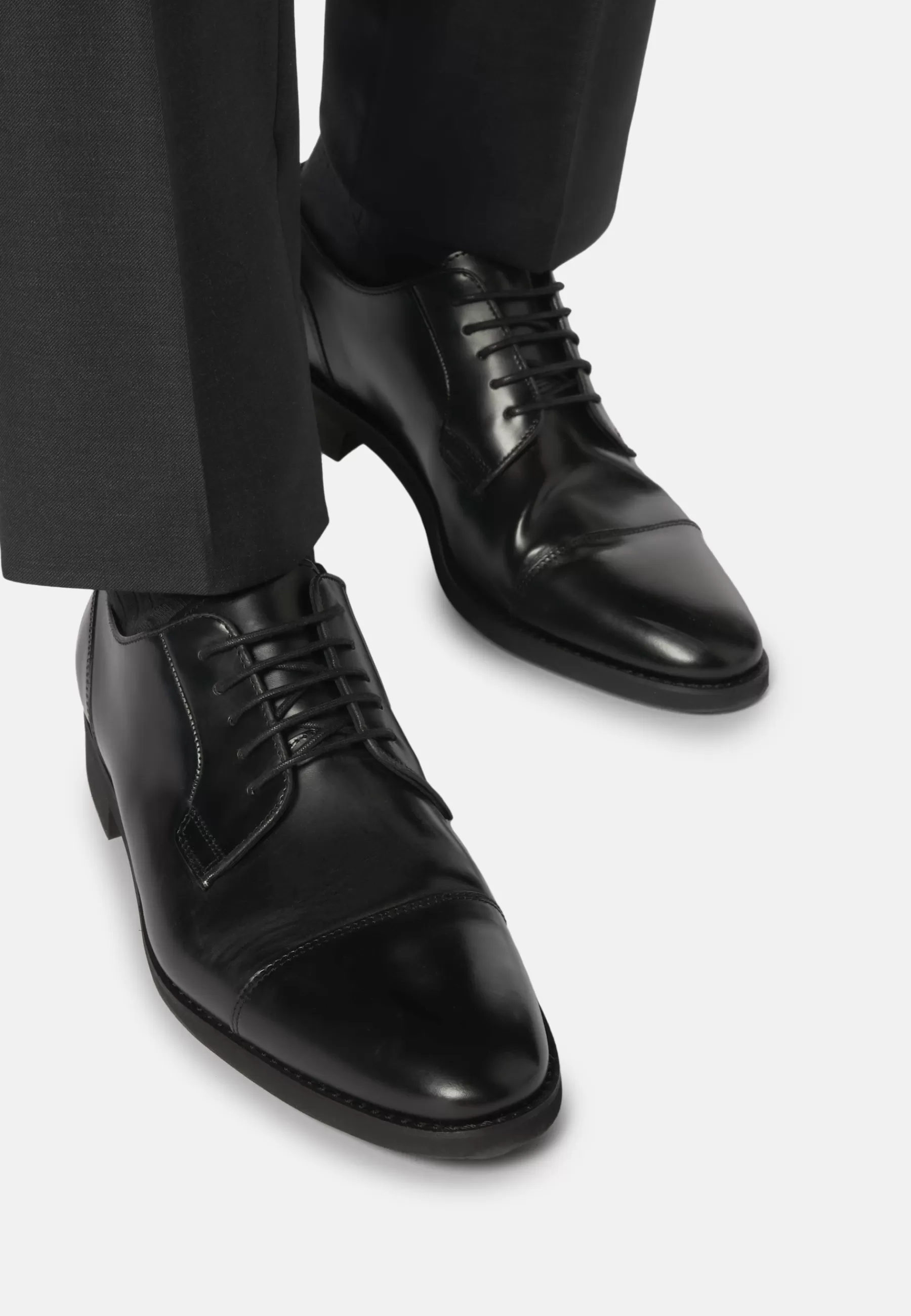 Classic^Boggi Milano Leather Derby Shoes Black