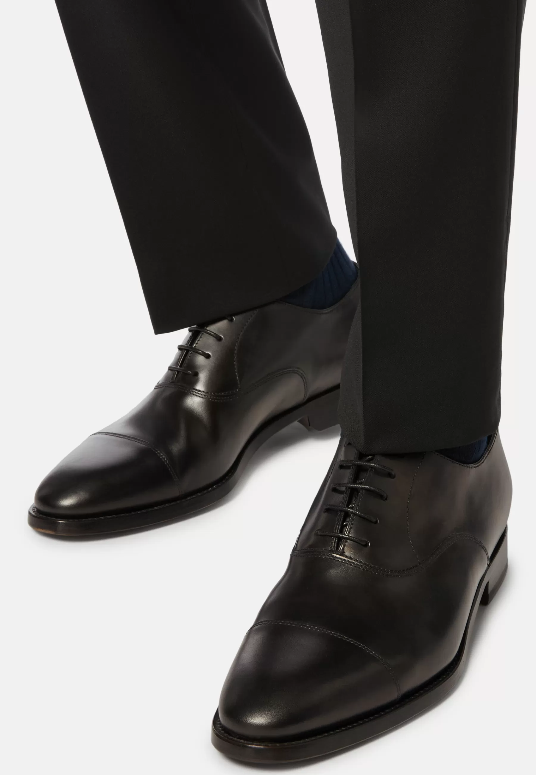 Classic^Boggi Milano Leather Oxford Shoes Black