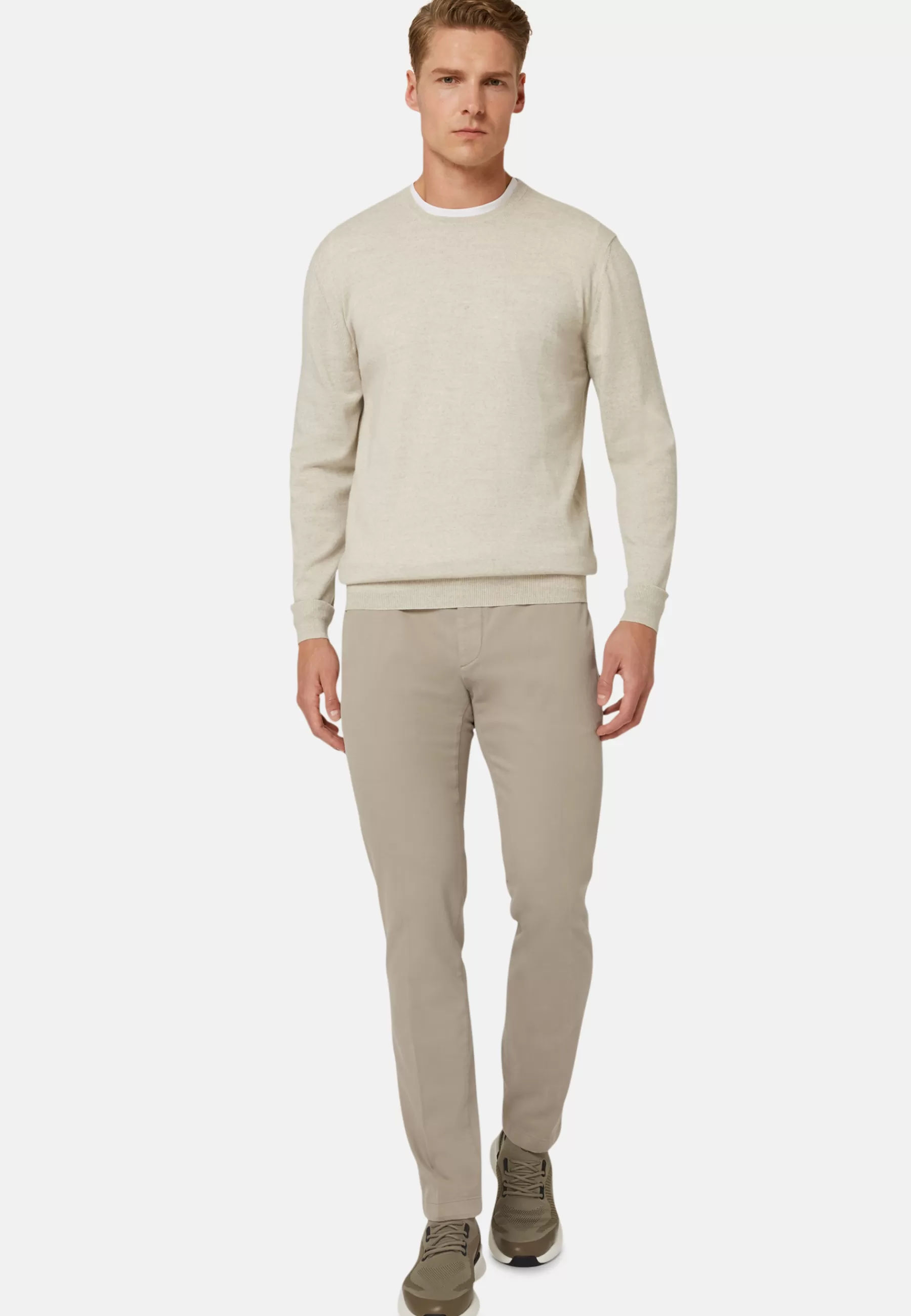 Knitwear^Boggi Milano Merino Wool Crew Neck Jumper Light grey