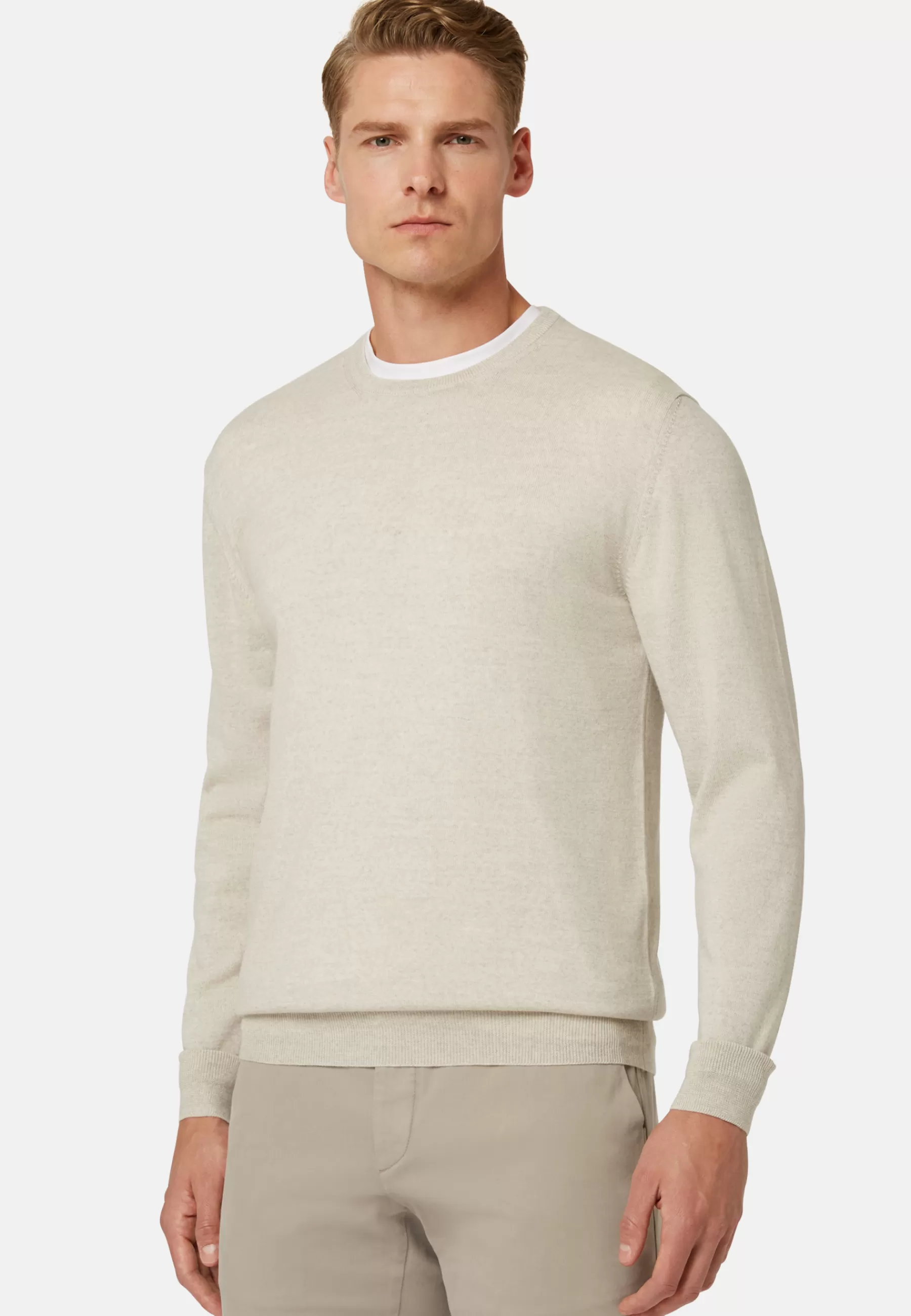 Knitwear^Boggi Milano Merino Wool Crew Neck Jumper Light grey