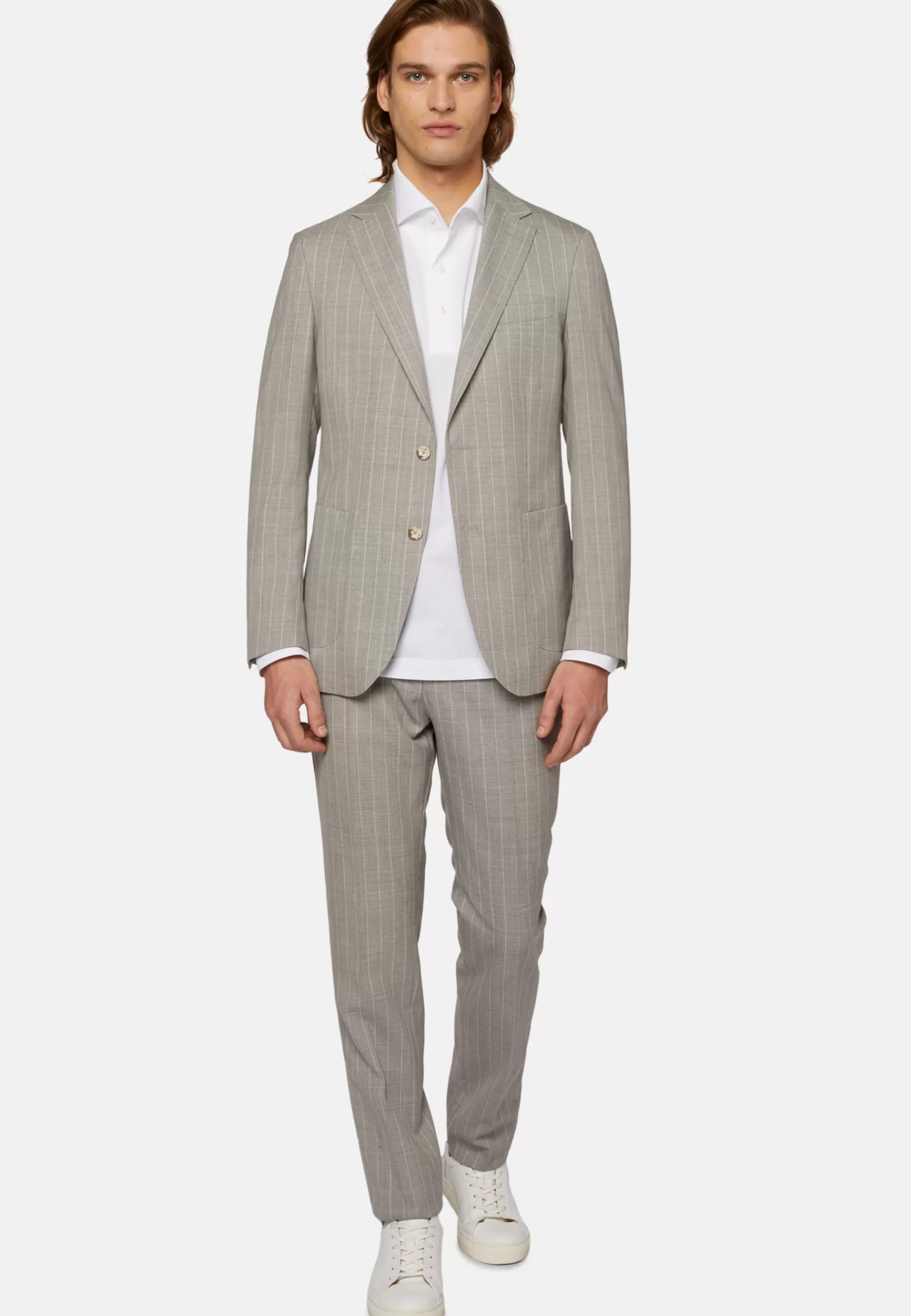 Suits^Boggi Milano Pinstripe Suit In Pure Wool light grey