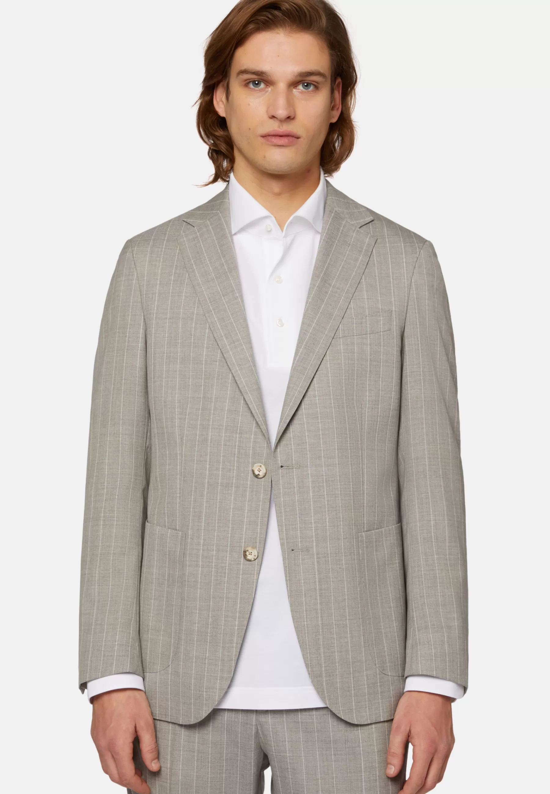 Suits^Boggi Milano Pinstripe Suit In Pure Wool light grey