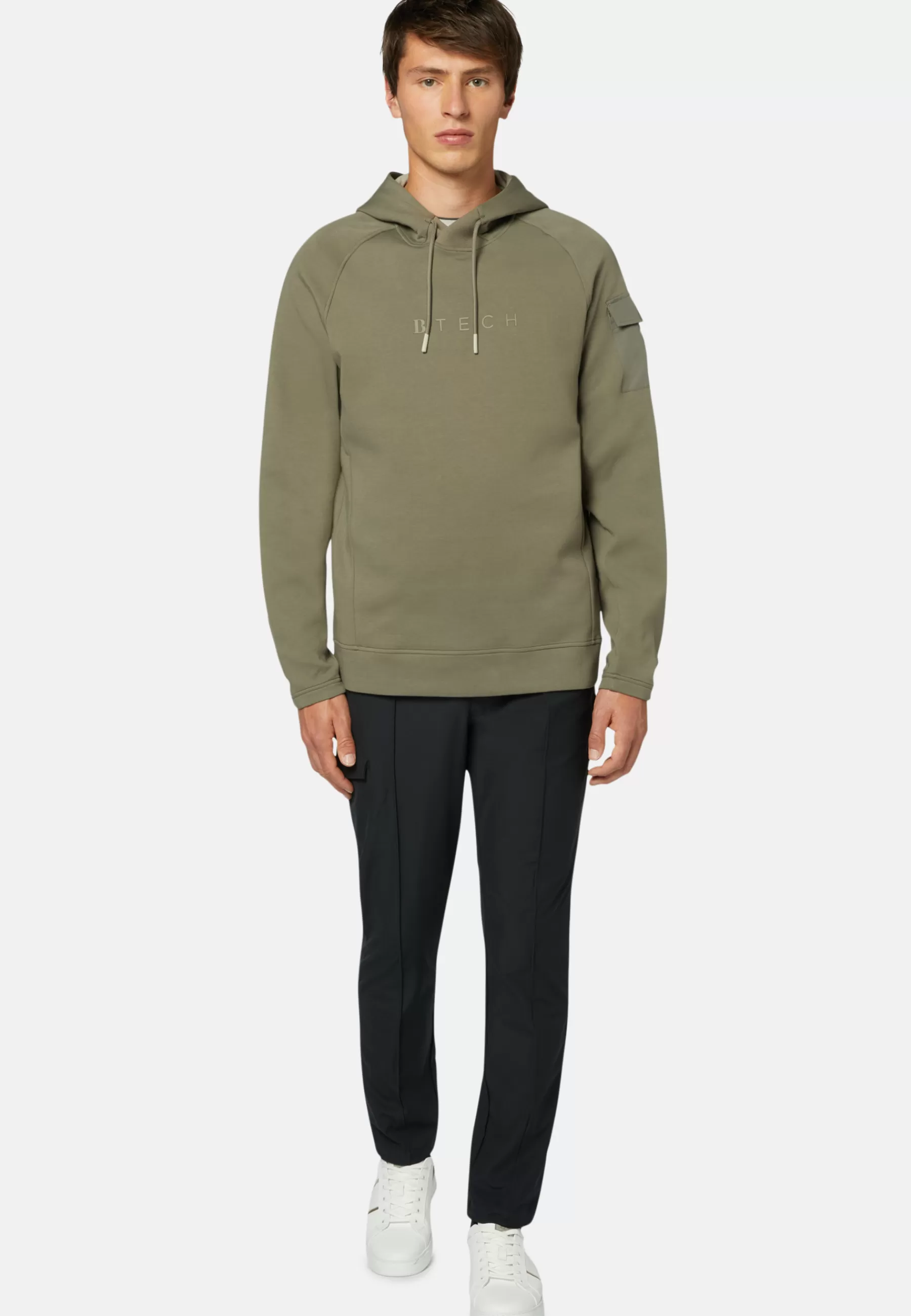 Sweatshirts and Joggers^Boggi Milano Light Recycled Scuba Hooded Sweatshirt Military Green