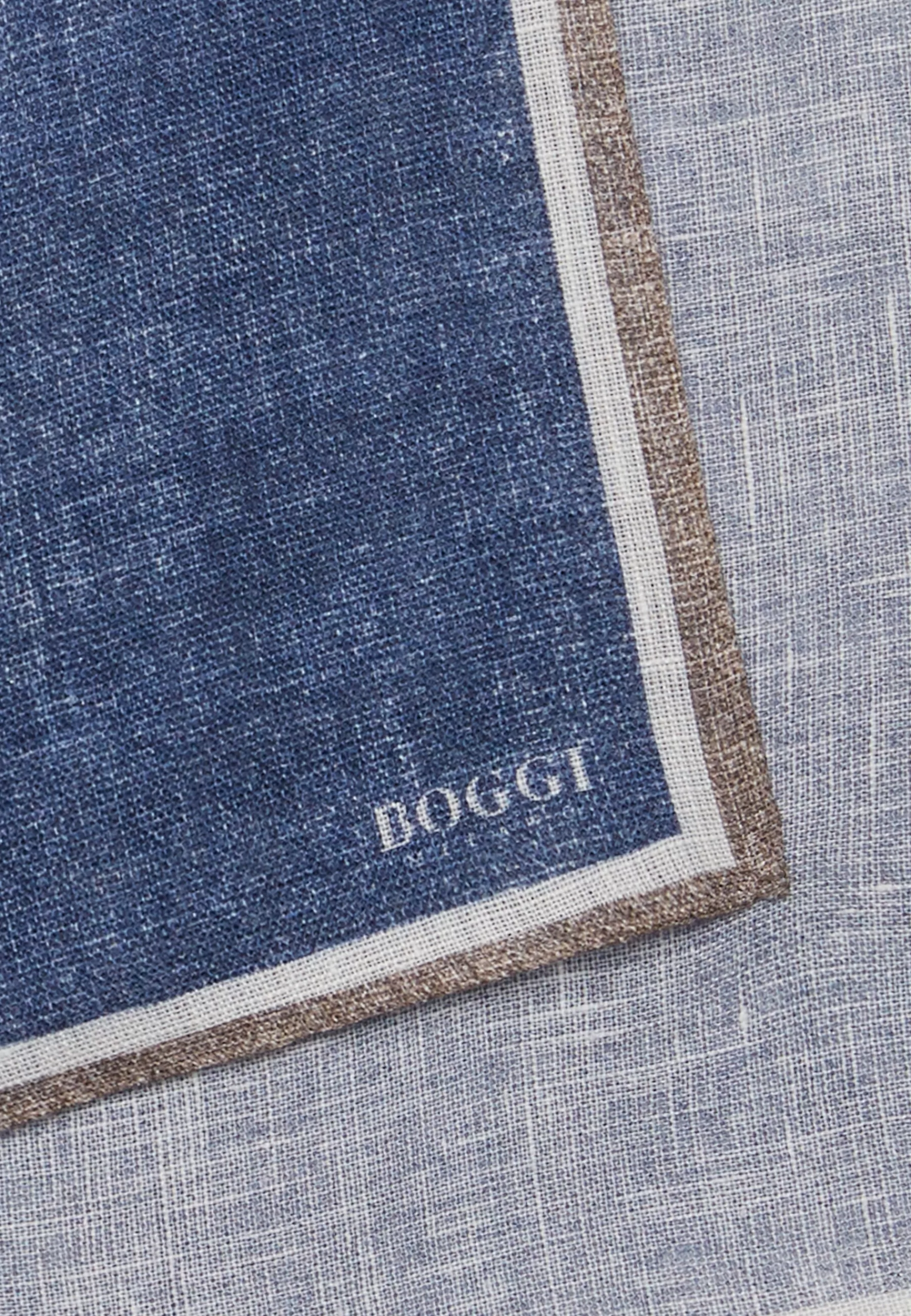 Pocket Squares^Boggi Milano Linen Pocket Square With Contrasting Edge Blue