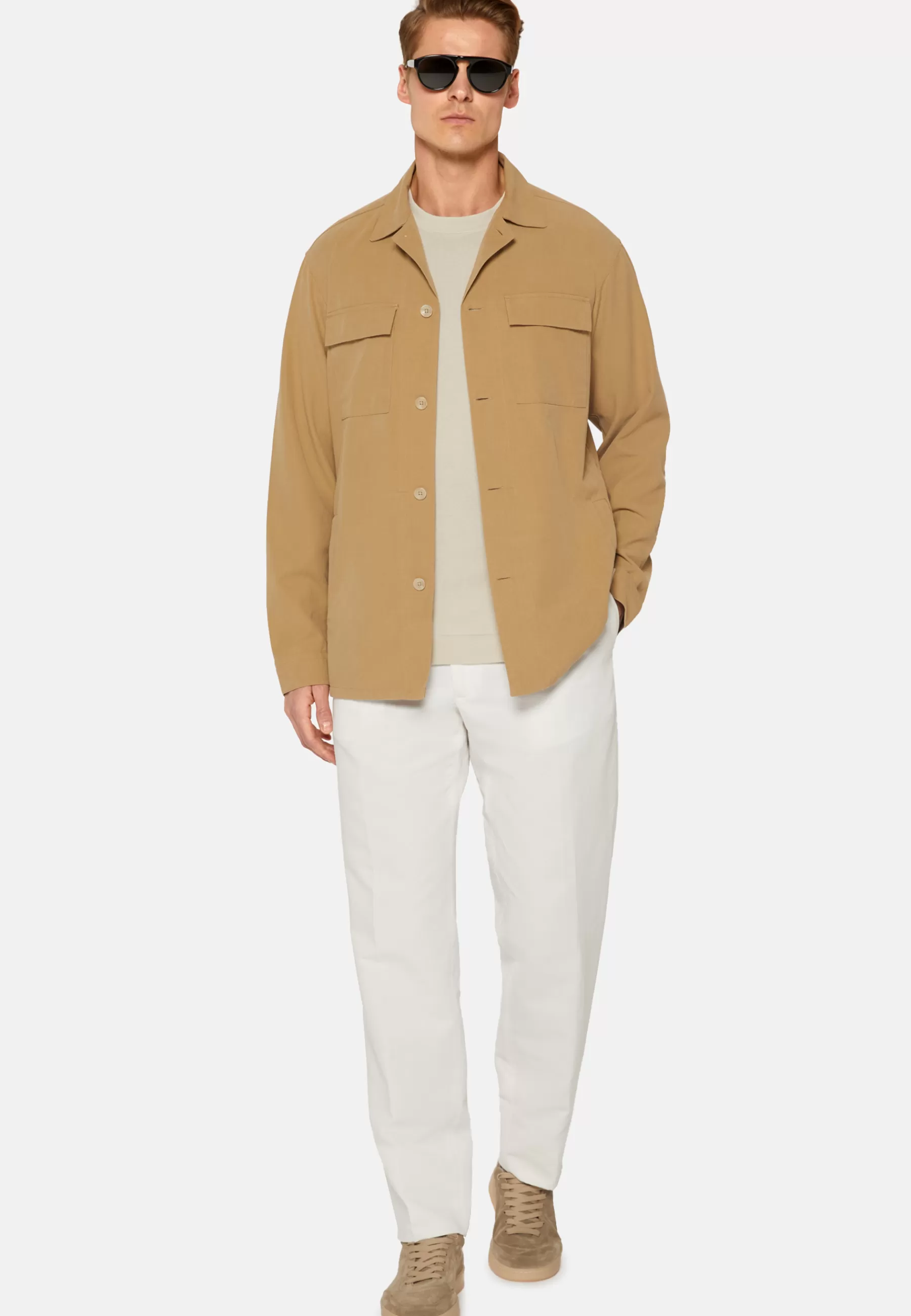 Outerwear^Boggi Milano Link Shirt Jacket in Cotton and Lyocell Beige