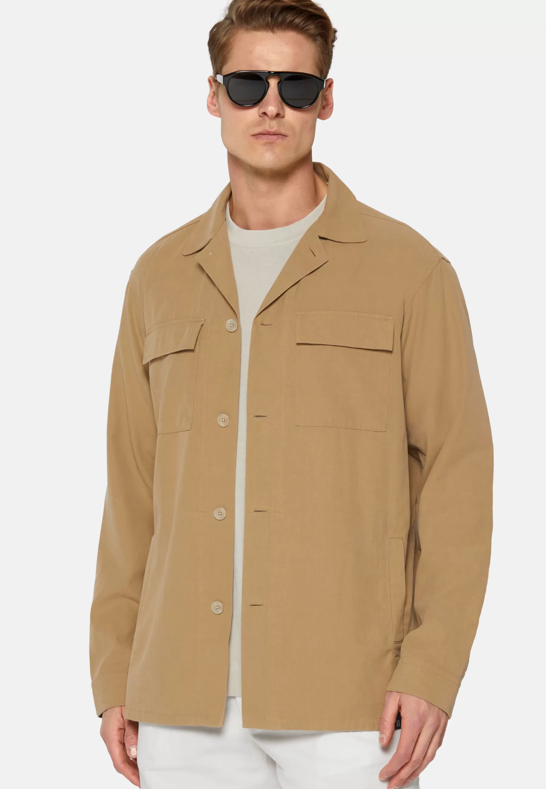 Outerwear^Boggi Milano Link Shirt Jacket in Cotton and Lyocell Beige