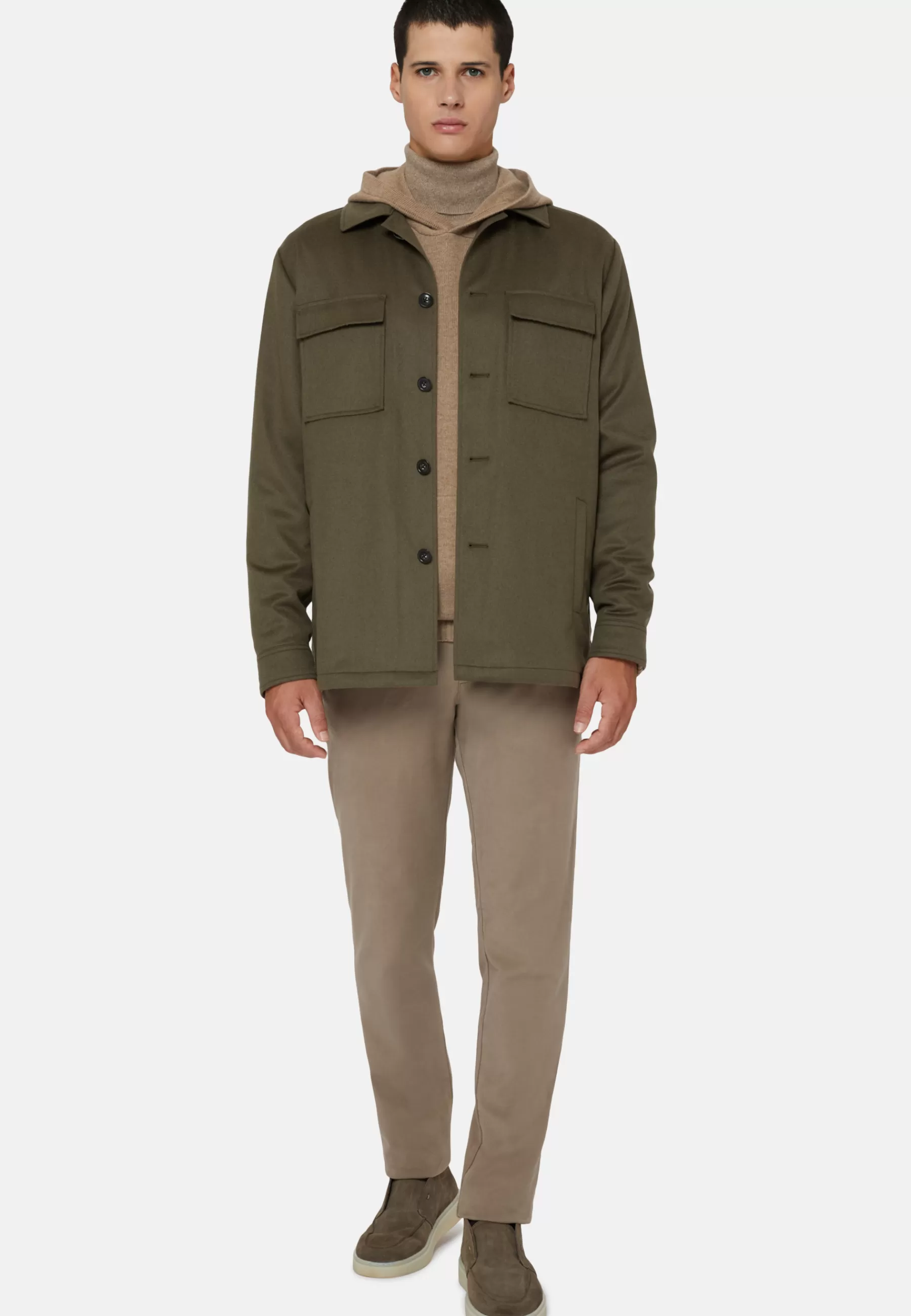 Outerwear | Overshirts^Boggi Milano Link Shirt Jacket in Pure Cashmere Military Green