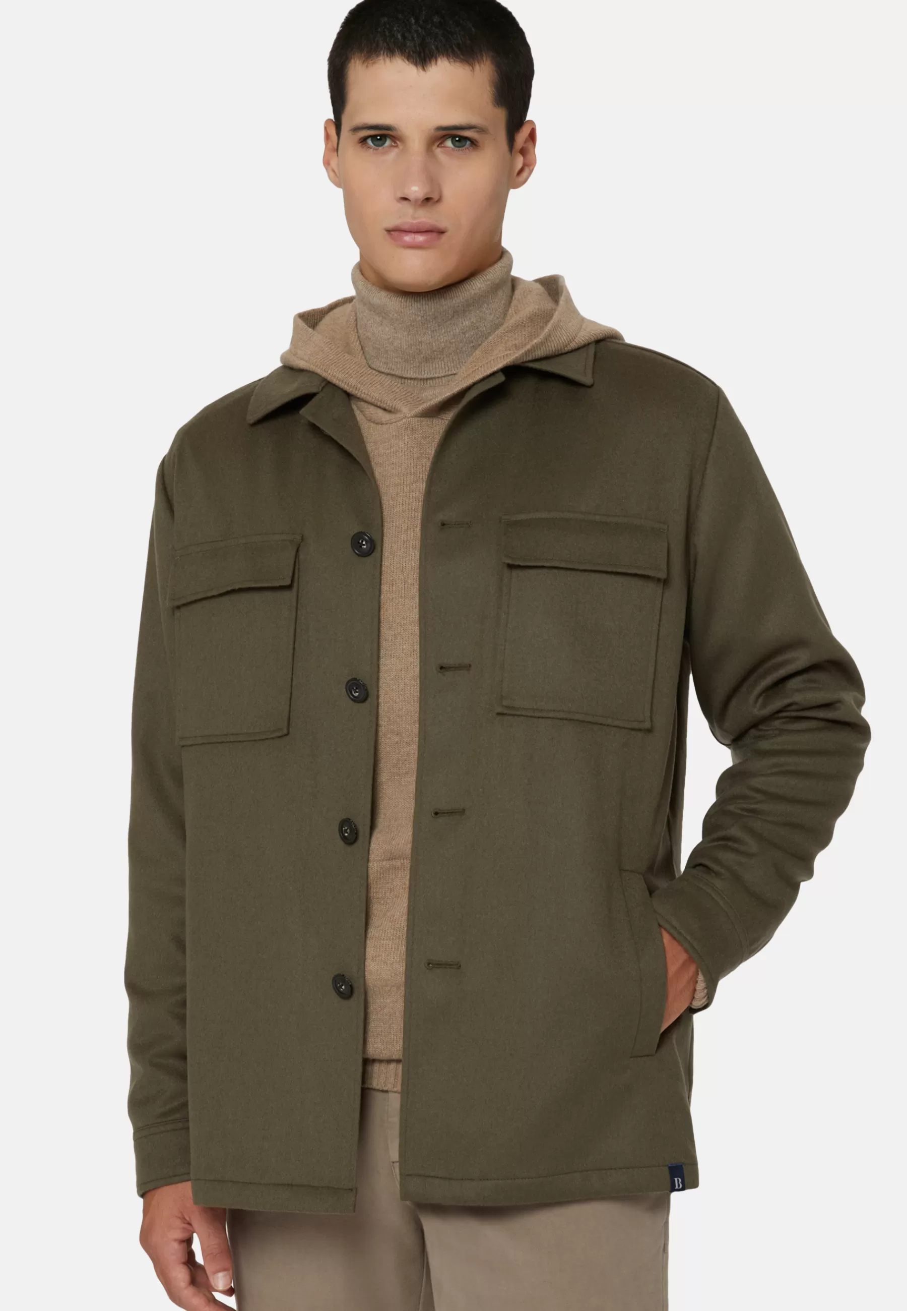 Outerwear | Overshirts^Boggi Milano Link Shirt Jacket in Pure Cashmere Military Green