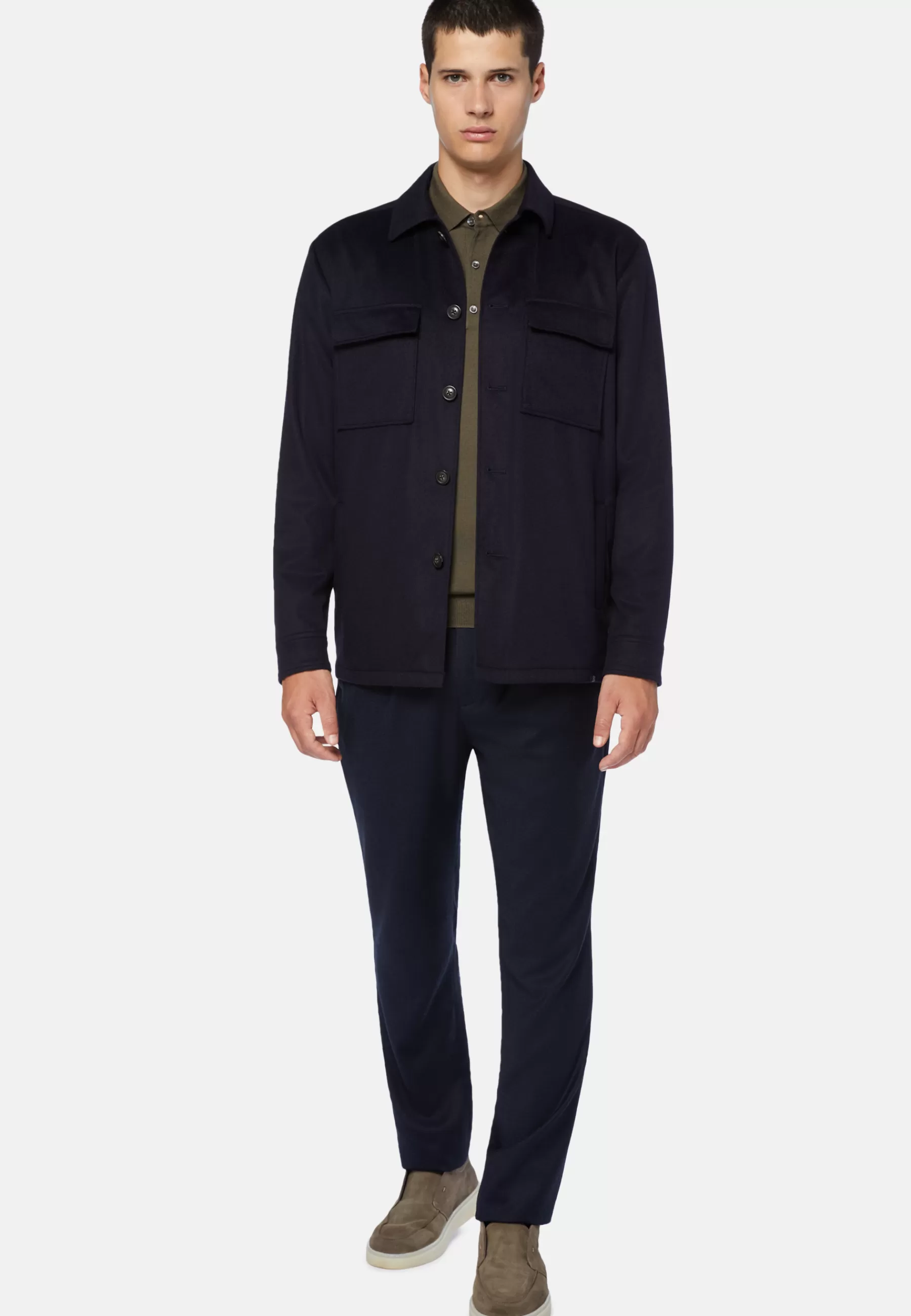 Outerwear | Overshirts^Boggi Milano Link Shirt Jacket in Pure Cashmere Navy blue