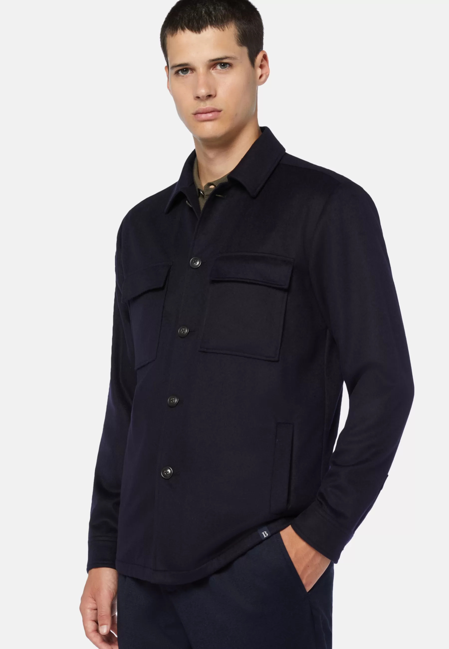 Outerwear | Overshirts^Boggi Milano Link Shirt Jacket in Pure Cashmere Navy blue