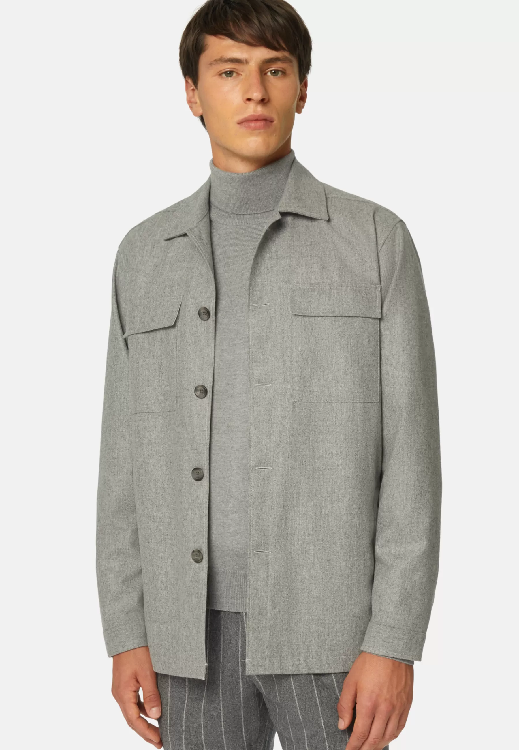 Outerwear | Overshirts^Boggi Milano Link Shirt Jacket in Wool Flannel Grey