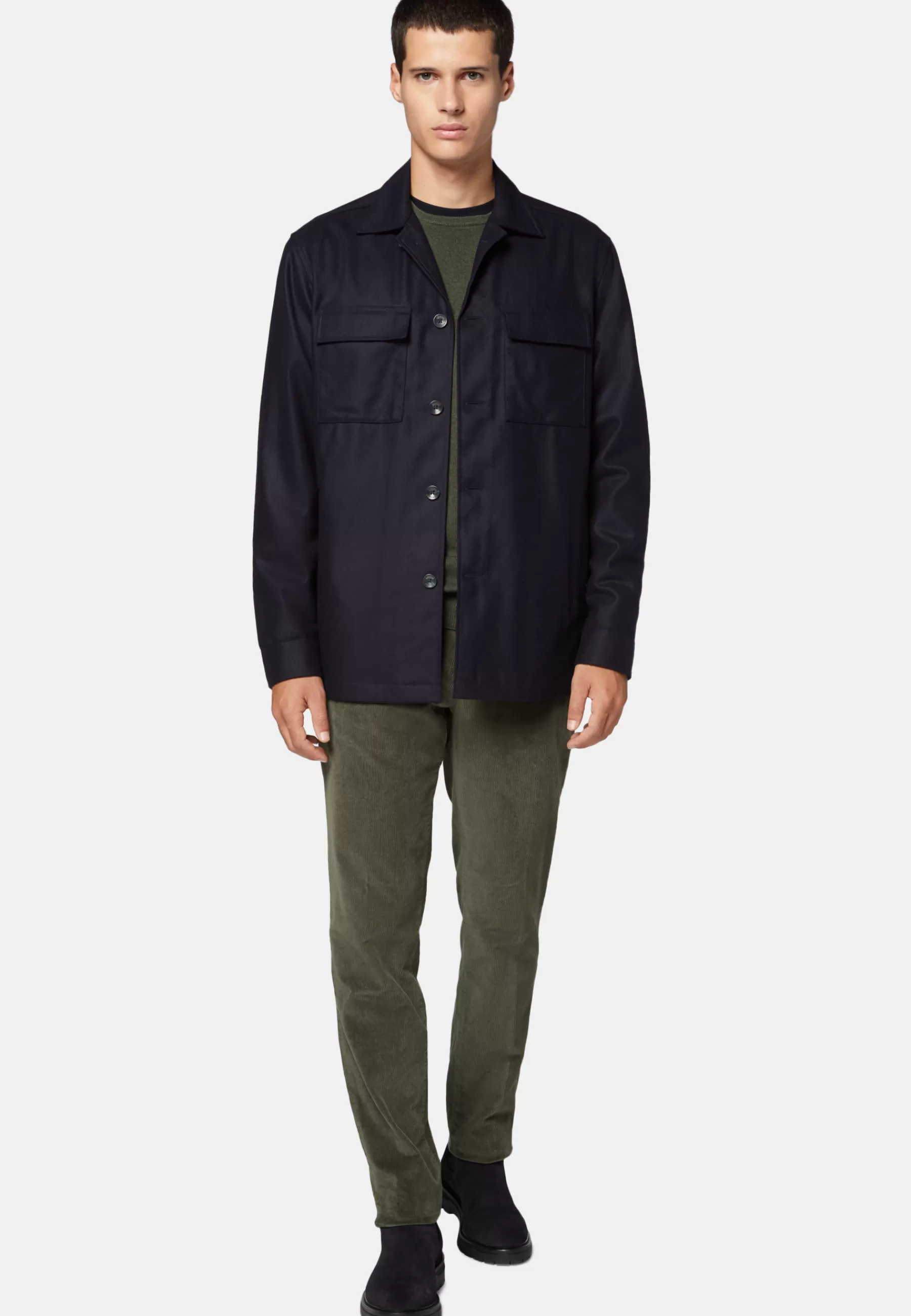 Outerwear | Overshirts^Boggi Milano Link Shirt Jacket in Wool Flannel Navy blue