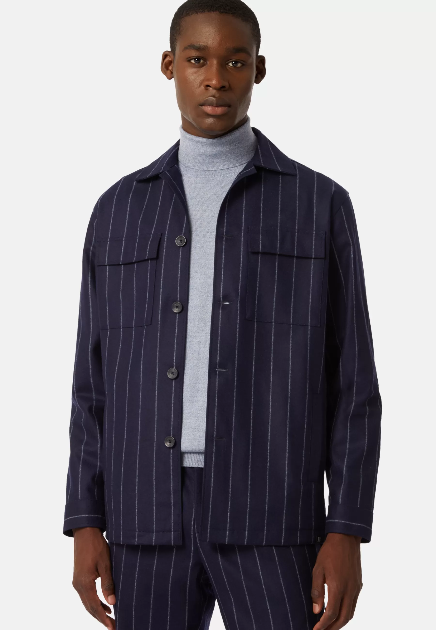 Outerwear | Overshirts^Boggi Milano Link Shirt Jacket in Wool Flannel Navy blue