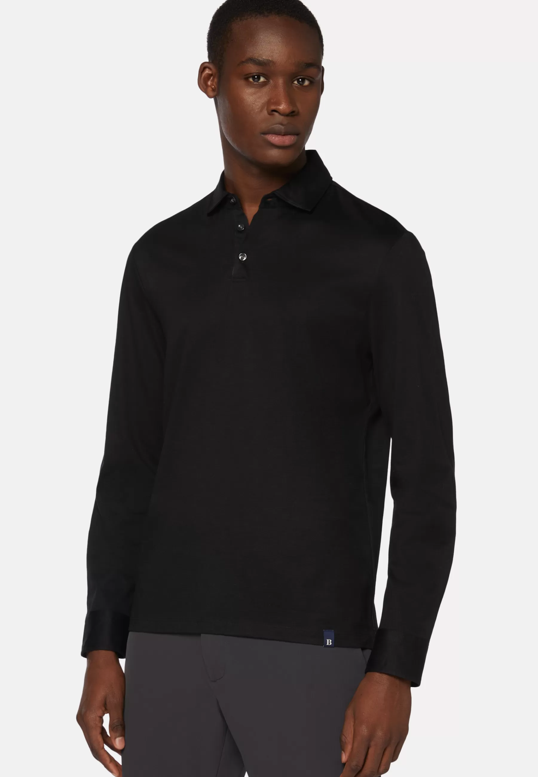 Polo Shirts and T-shirts | Must-Have^Boggi Milano Long Sleeved Regular Fit Polo Shirt In Pima Cotton Jersey Black