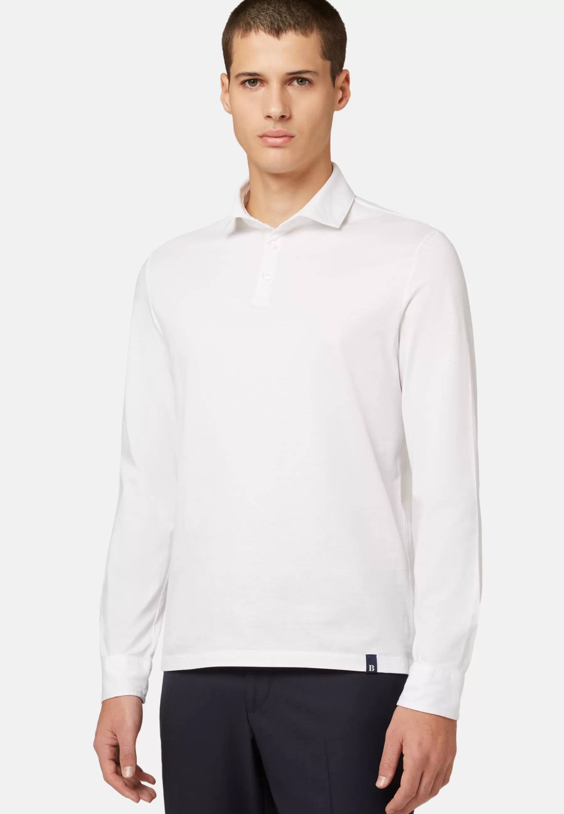 Polo Shirts and T-shirts | Must-Have^Boggi Milano Long Sleeved Regular Fit Polo Shirt In Pima Cotton Jersey White