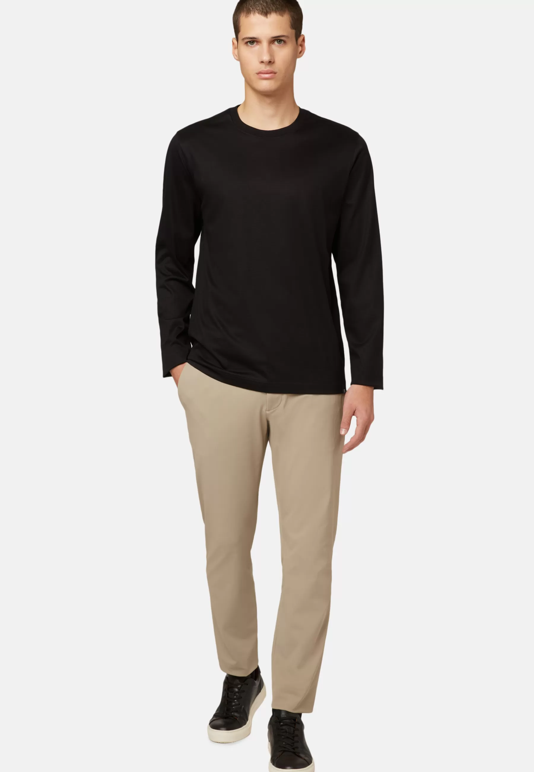 Polo Shirts and T-shirts | Must-Have^Boggi Milano Long-sleeved Pima Cotton Jersey T-shirt Black