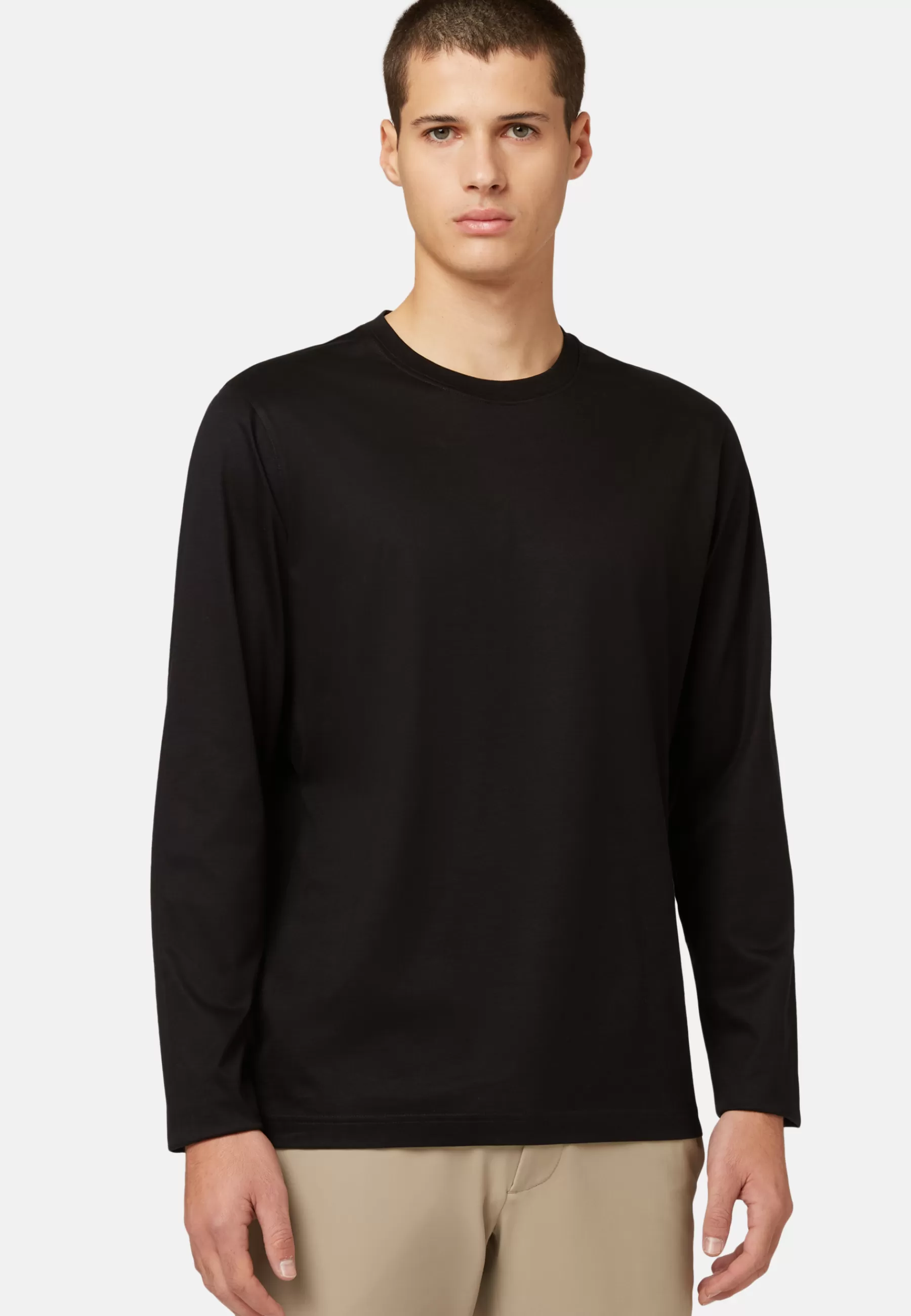 Polo Shirts and T-shirts | Must-Have^Boggi Milano Long-sleeved Pima Cotton Jersey T-shirt Black