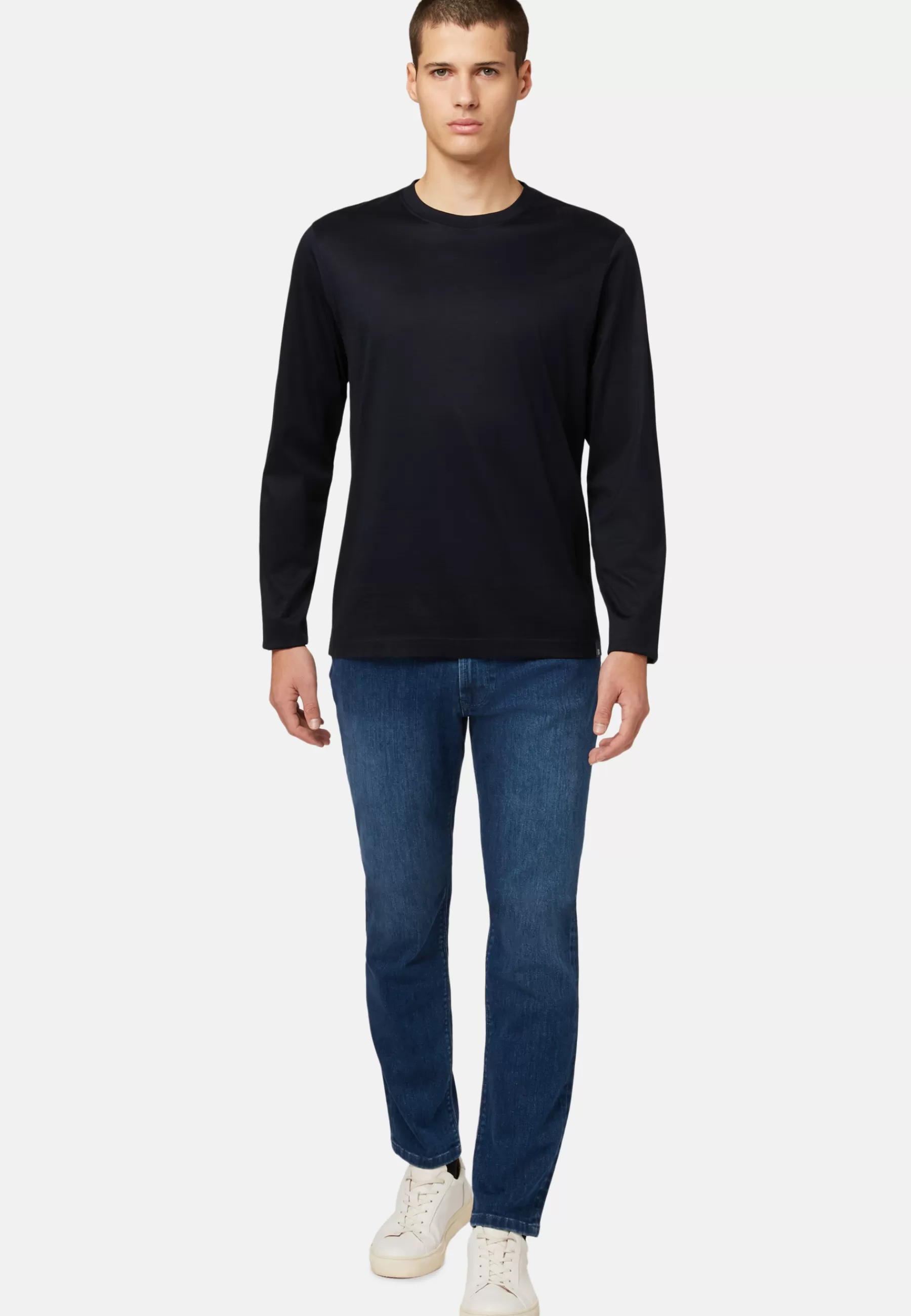 Polo Shirts and T-shirts | Must-Have^Boggi Milano Long-sleeved Pima Cotton Jersey T-shirt Navy blue