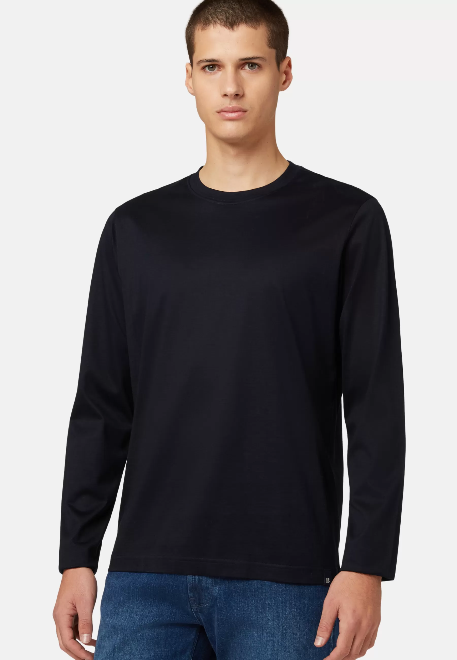 Polo Shirts and T-shirts | Must-Have^Boggi Milano Long-sleeved Pima Cotton Jersey T-shirt Navy blue