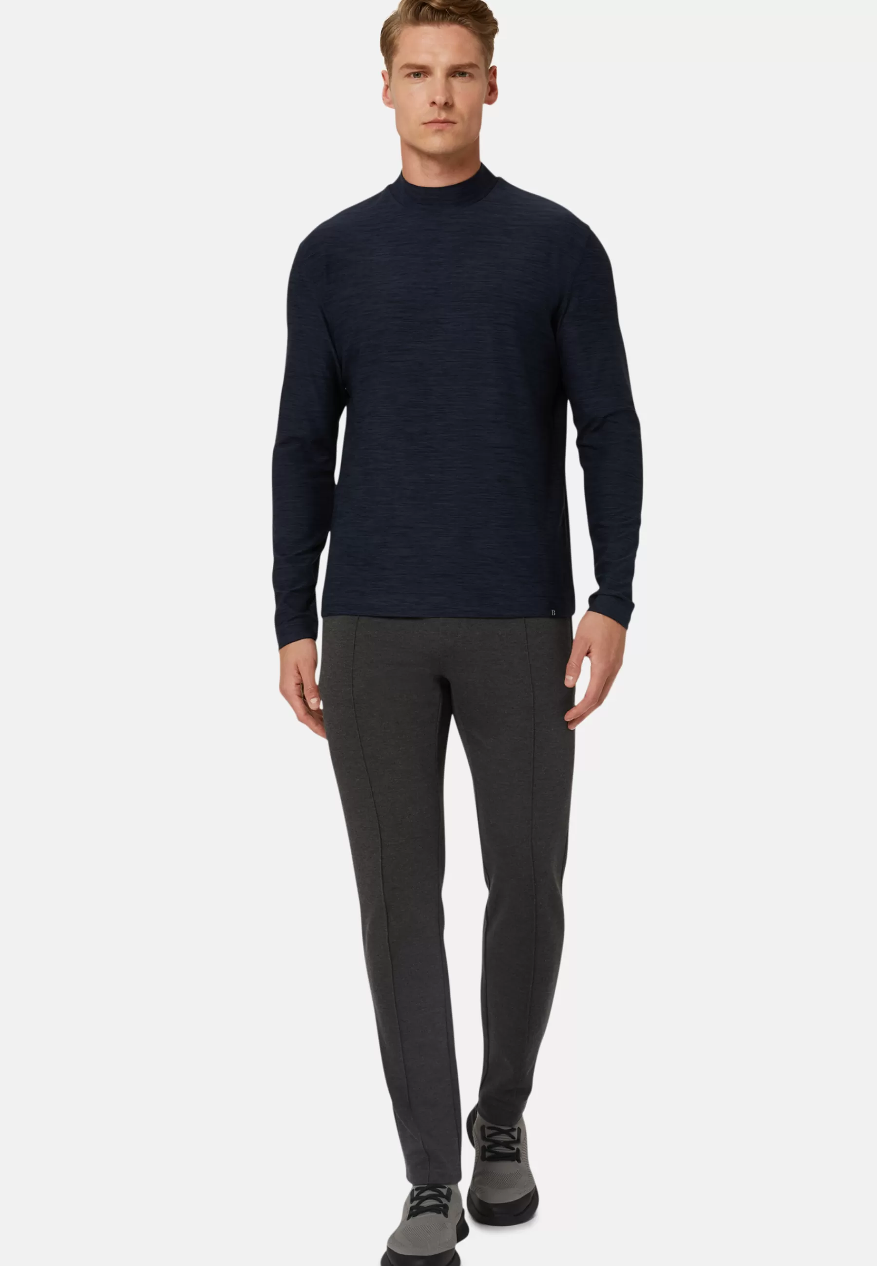 T-Shirts^Boggi Milano Long-Sleeved Turtle-neck T-Shirt in Technical Fabric Navy blue