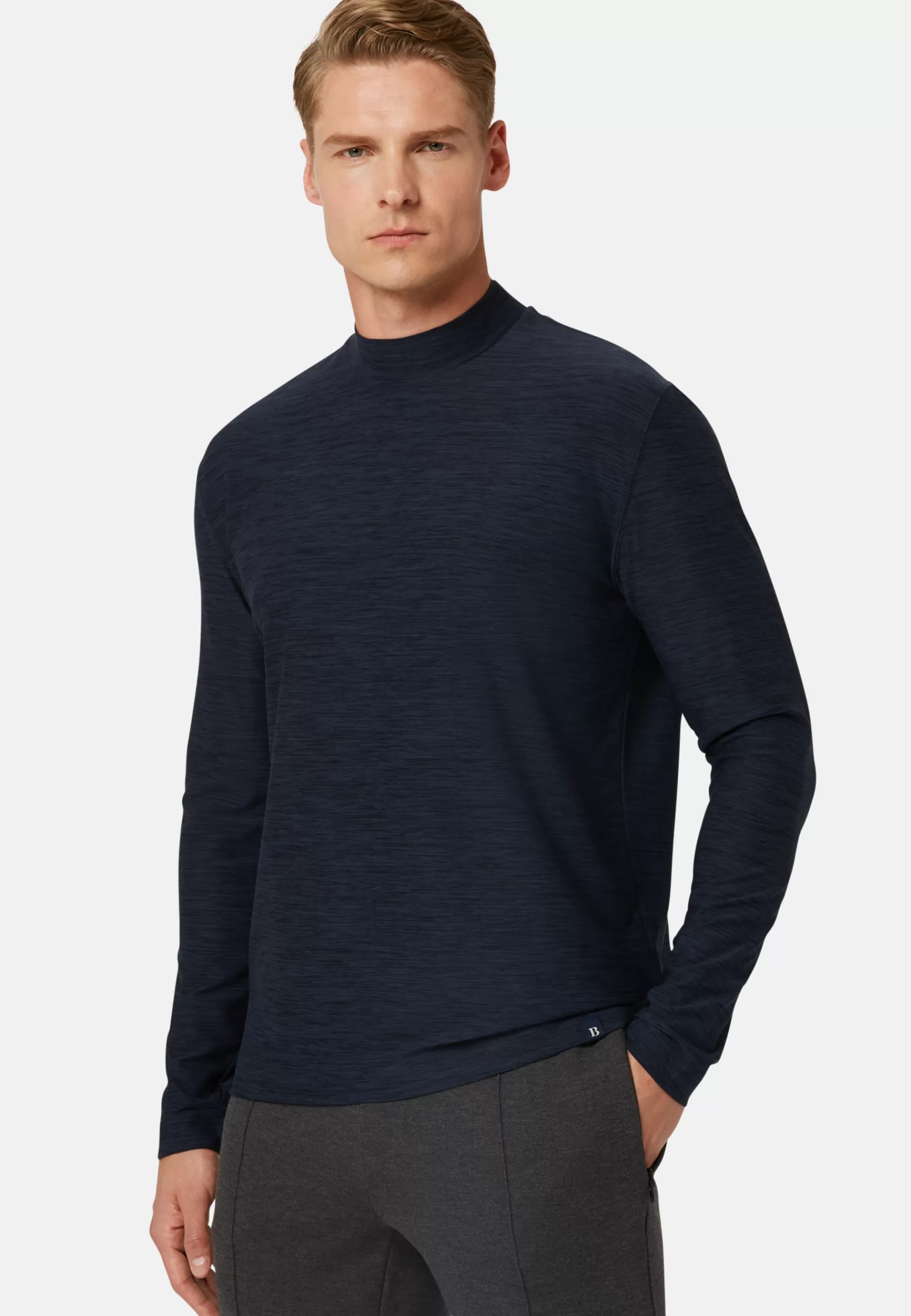 T-Shirts^Boggi Milano Long-Sleeved Turtle-neck T-Shirt in Technical Fabric Navy blue