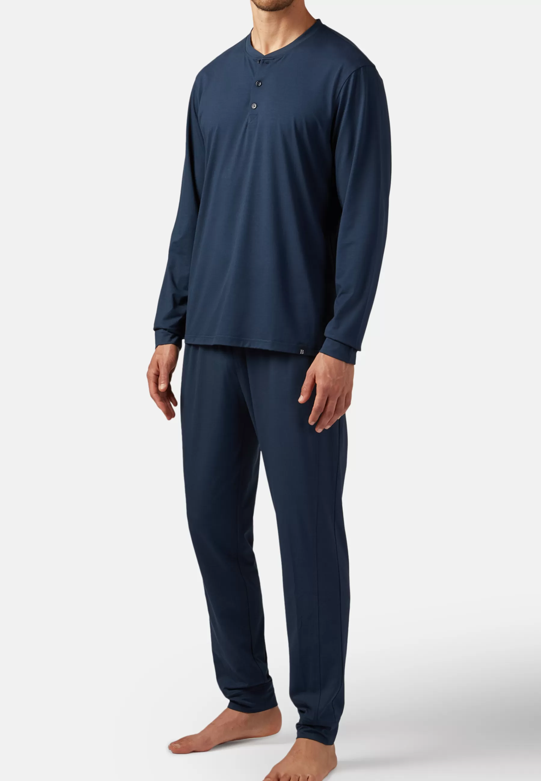 Underwear and Pajamas^Boggi Milano Long-sleeved Viscose Blend Pyjama T-shirt Navy blue