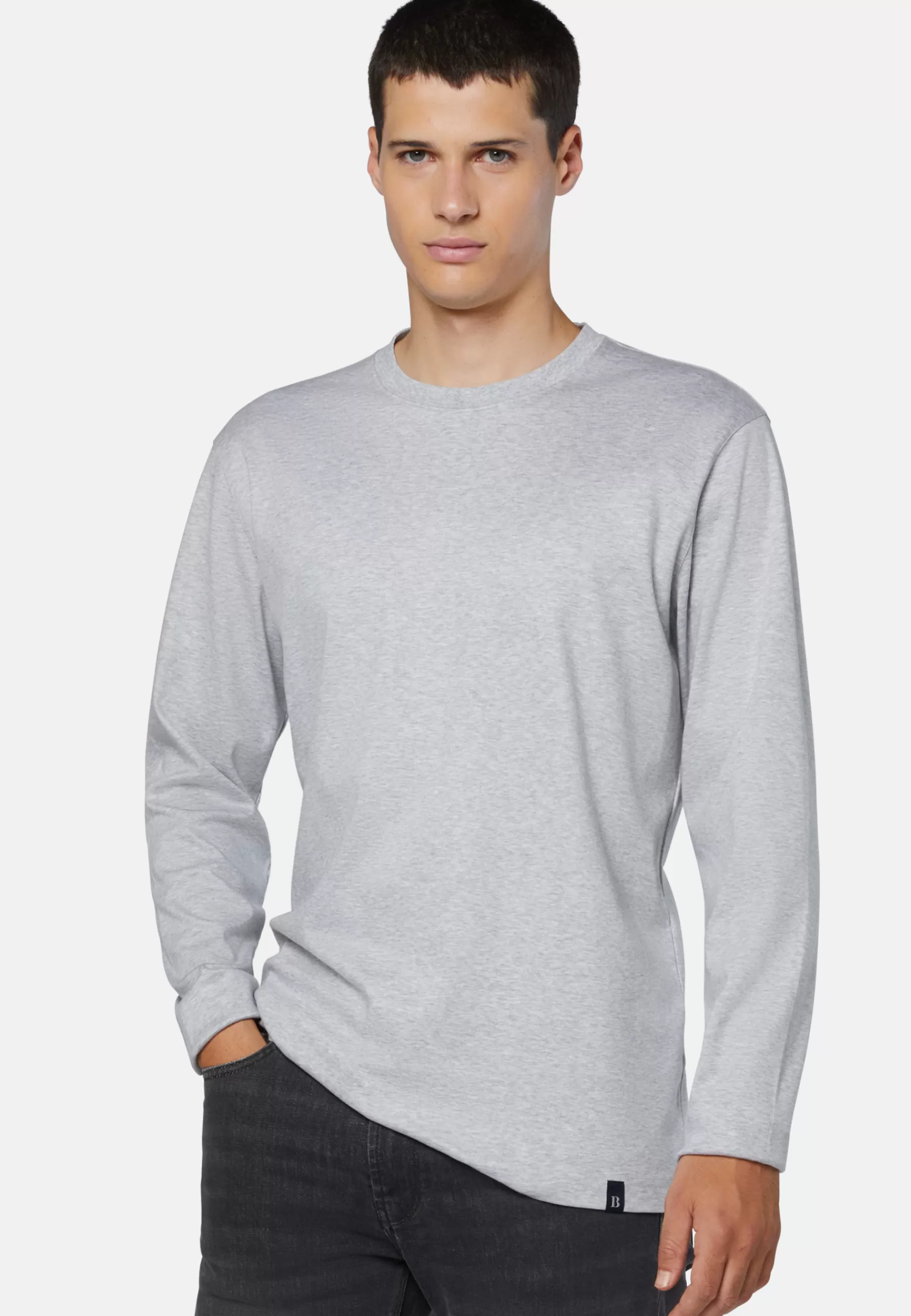 T-Shirts^Boggi Milano Ls Mixed Cotton T-Shirt Grey