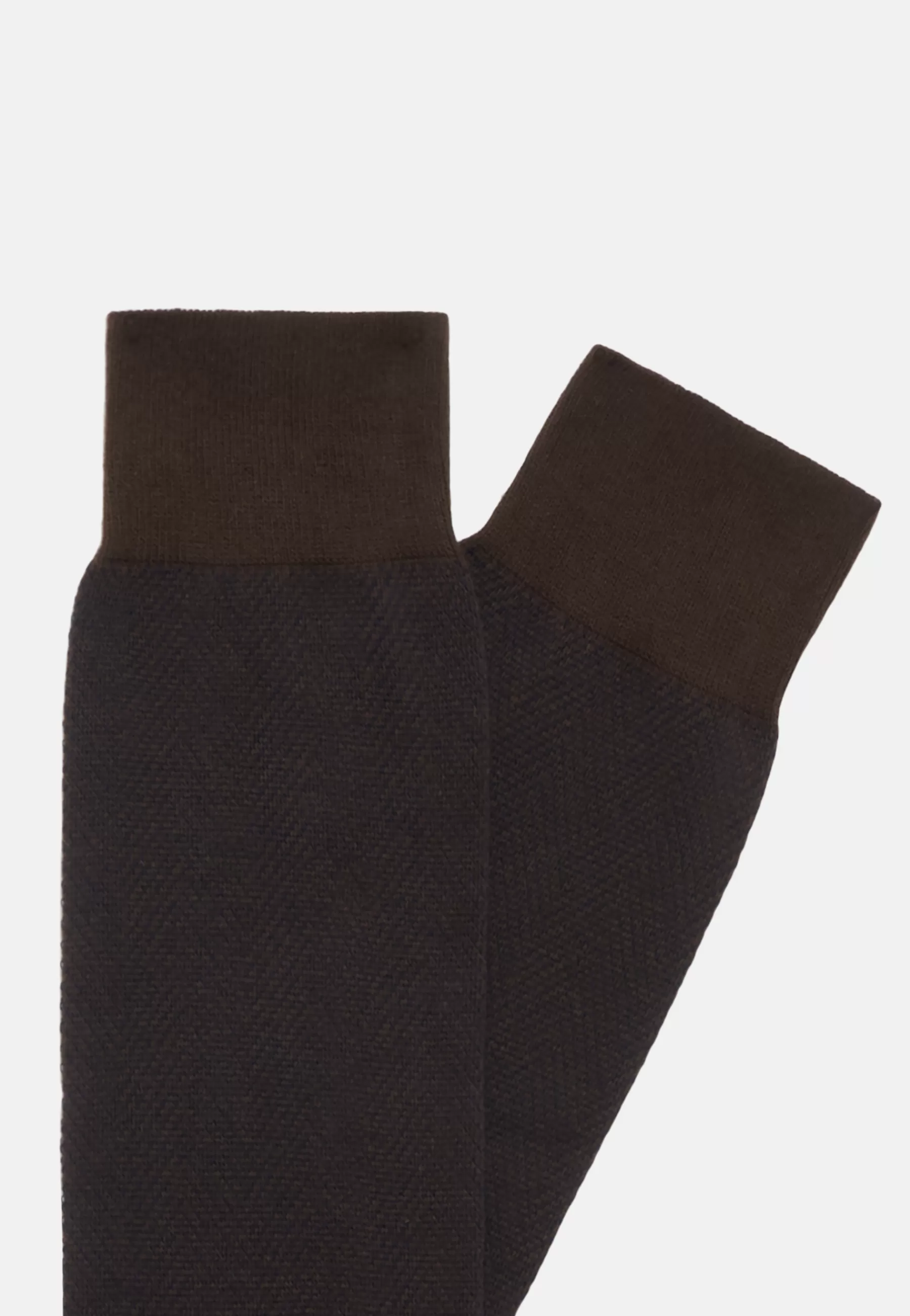 Socks^Boggi Milano Macro Herringbone pattern Socks in Organic Cotton Brown