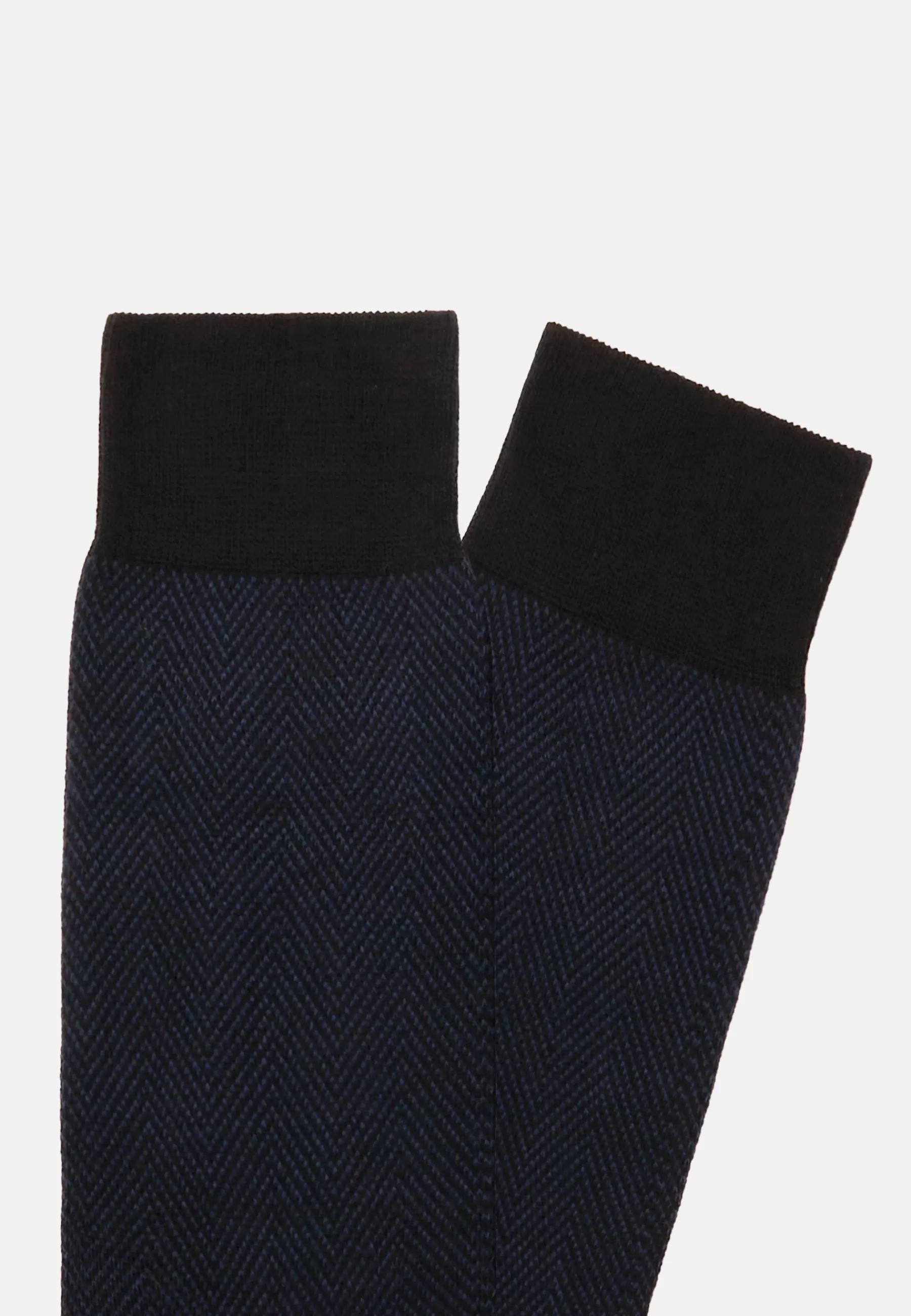 Socks^Boggi Milano Macro Herringbone pattern Socks in Organic Cotton Navy blue