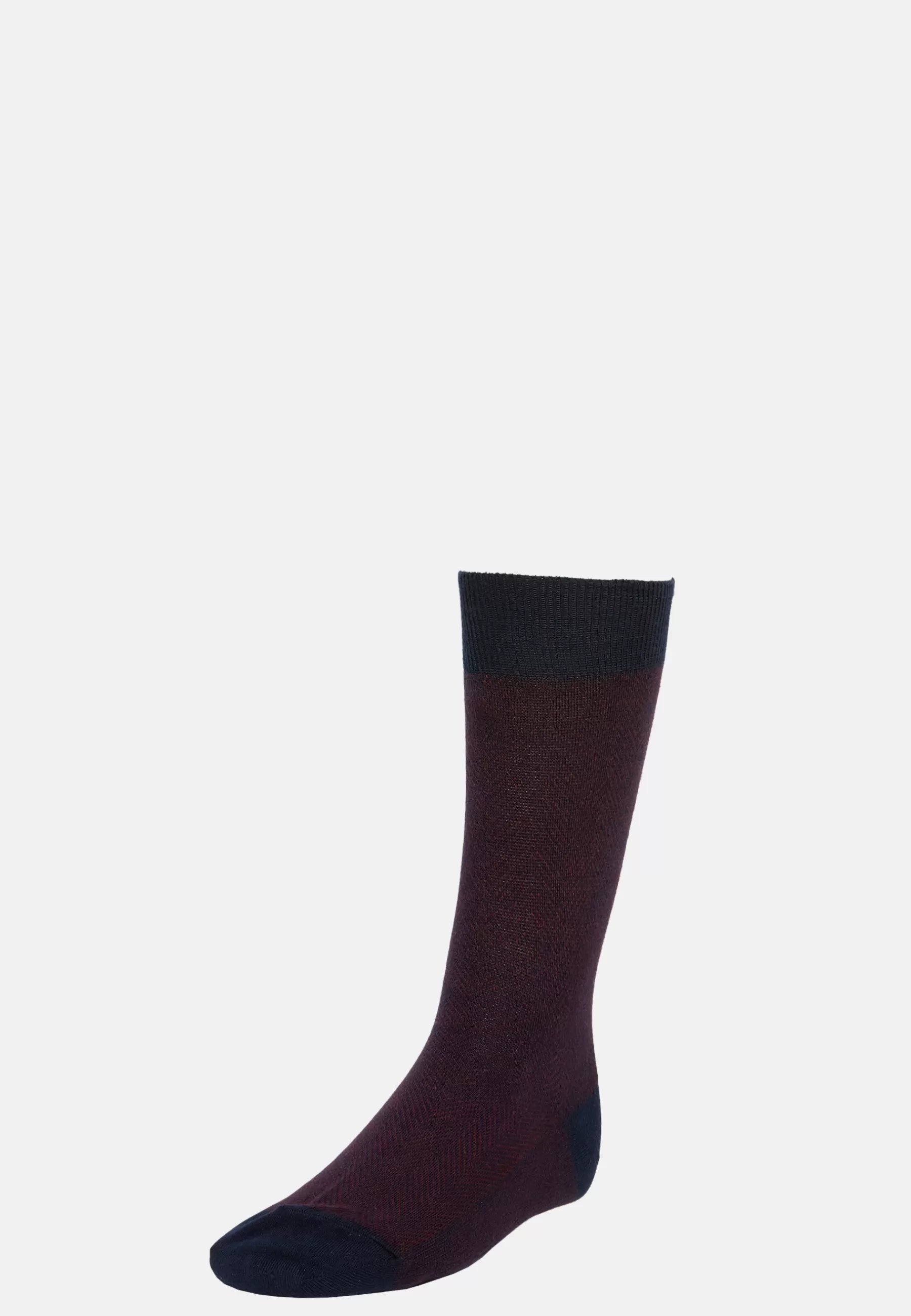 Socks^Boggi Milano Macro Herringbone pattern Socks in Organic Cotton Navy - Burgundy