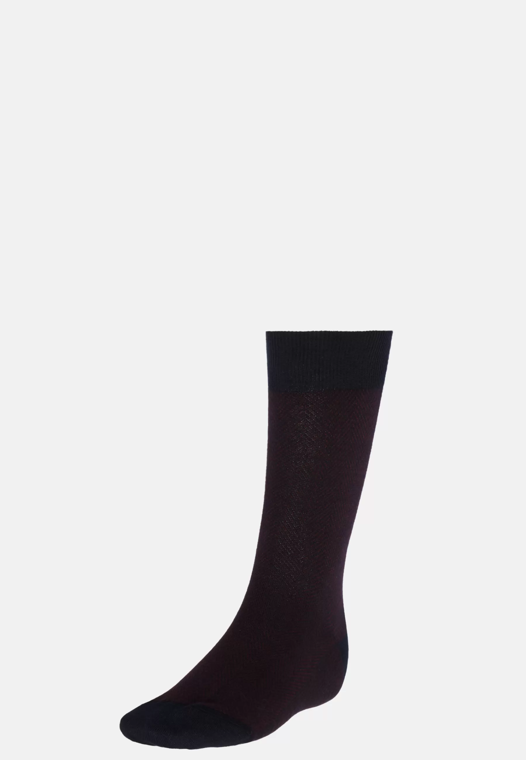 Socks^Boggi Milano Macro Herringbone pattern Socks in Organic Cotton Navy - Burgundy