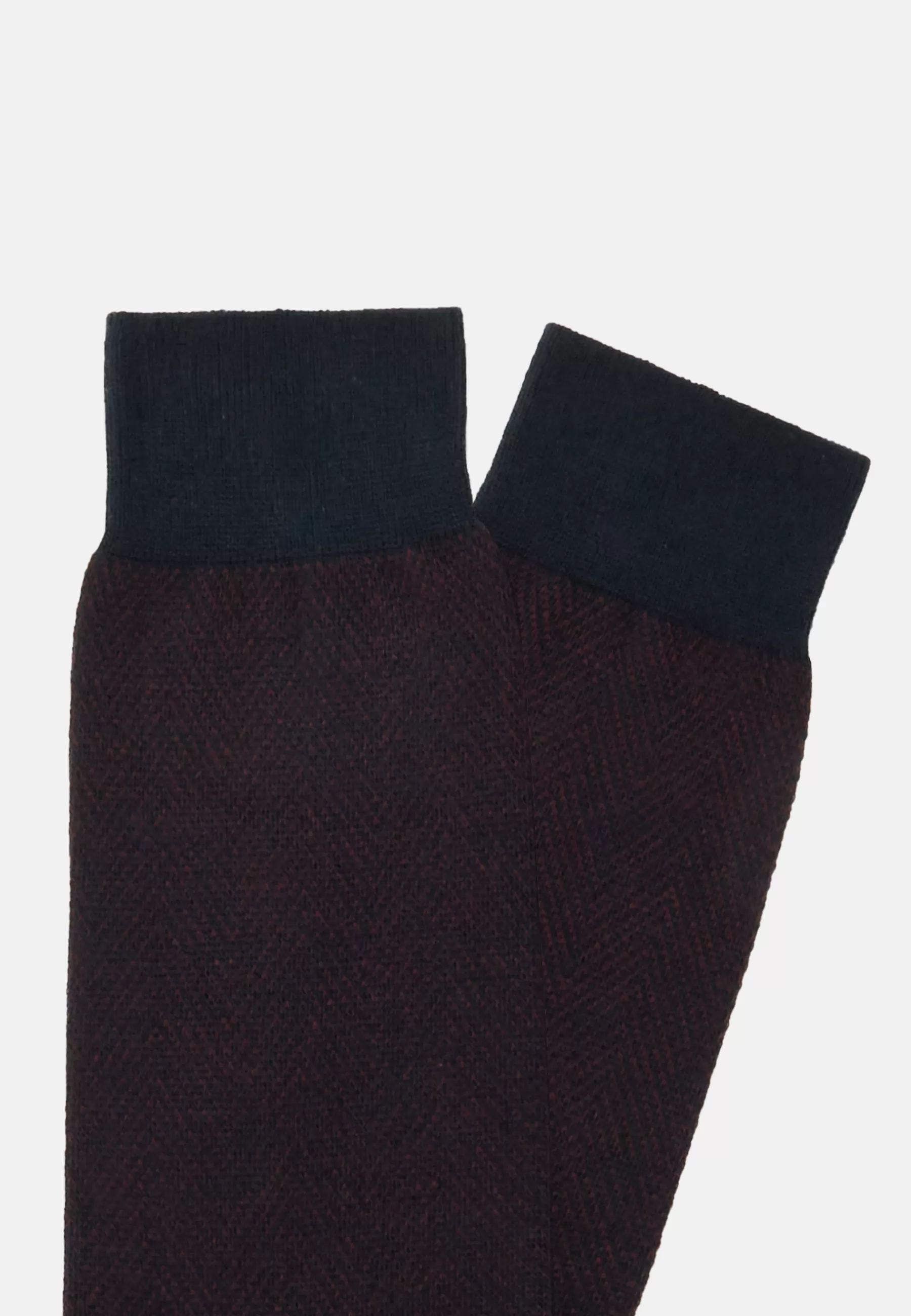 Socks^Boggi Milano Macro Herringbone pattern Socks in Organic Cotton Navy - Burgundy