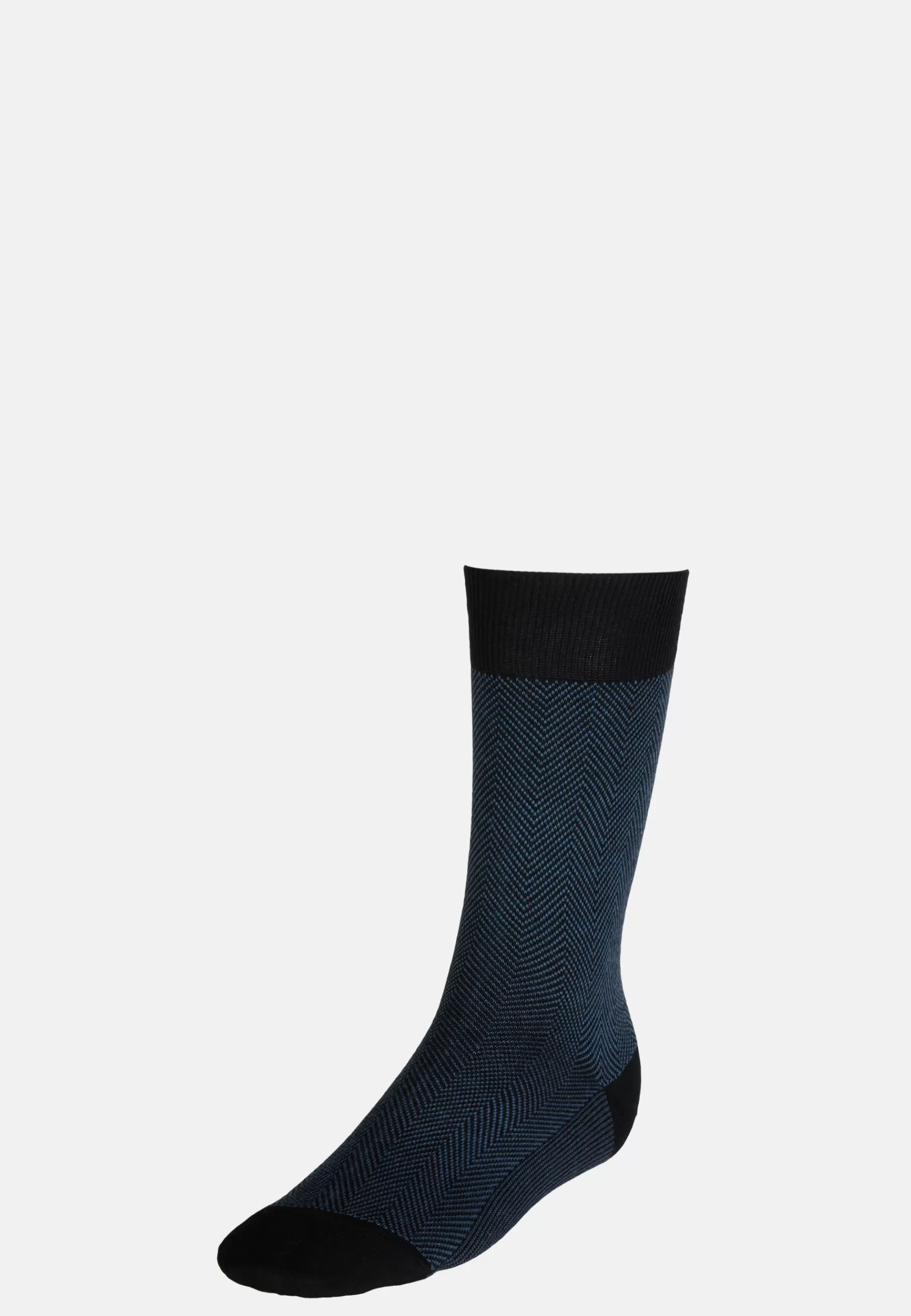 Socks^Boggi Milano Macro Herringbone pattern Socks in Organic Cotton Blue