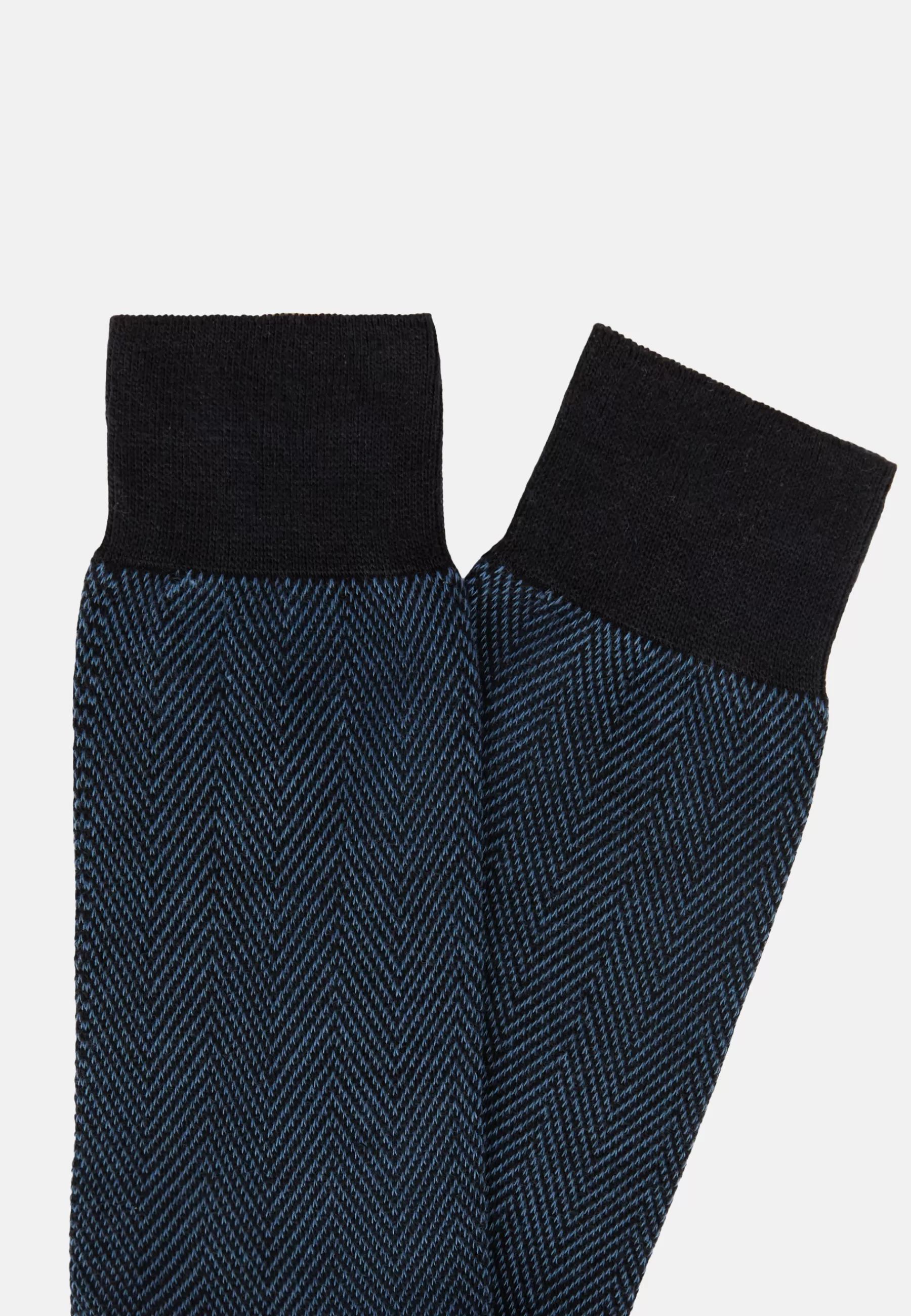 Socks^Boggi Milano Macro Herringbone pattern Socks in Organic Cotton Blue