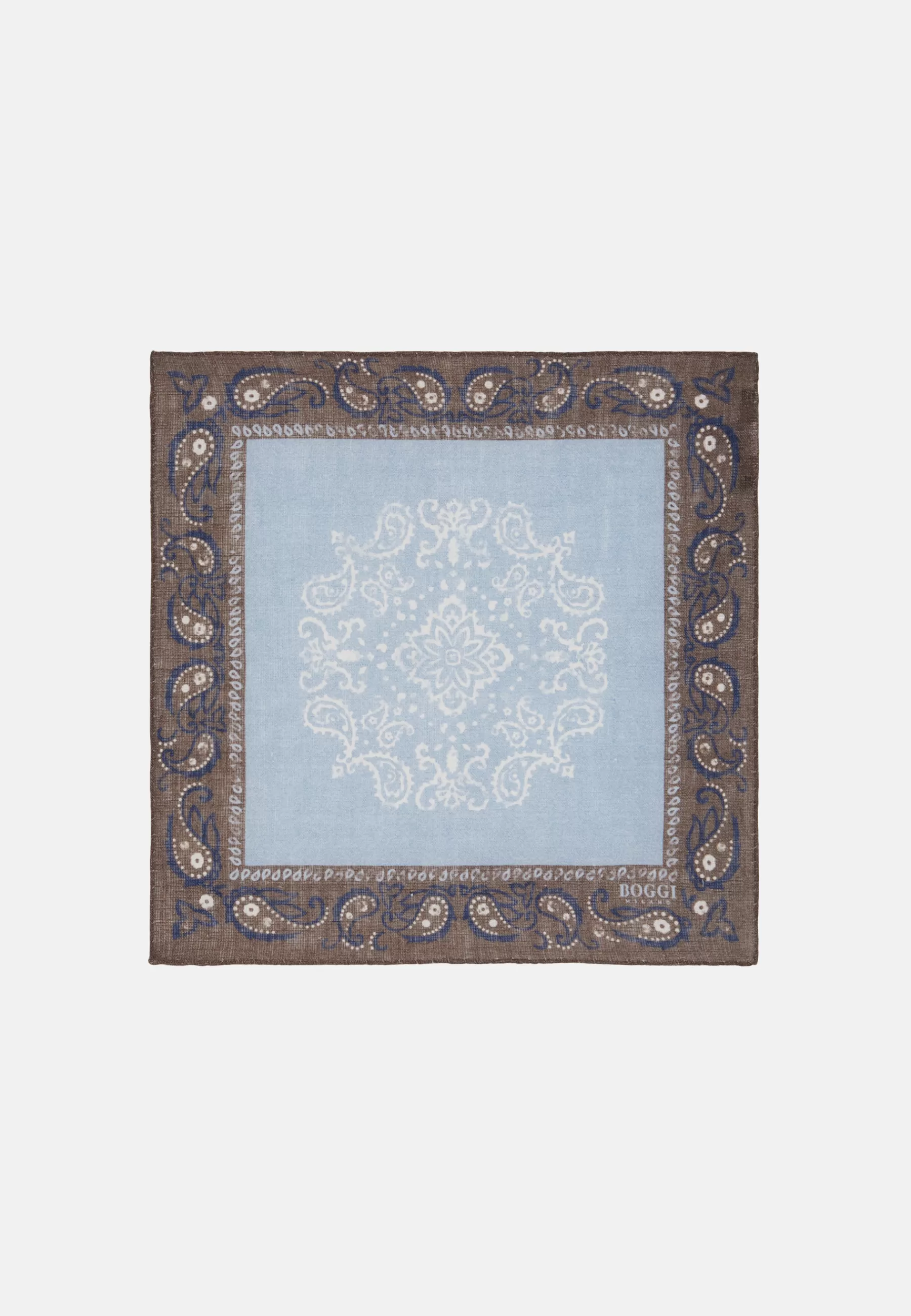 Pocket Squares^Boggi Milano Macro Patterned Linen Pocket Square Light Blue