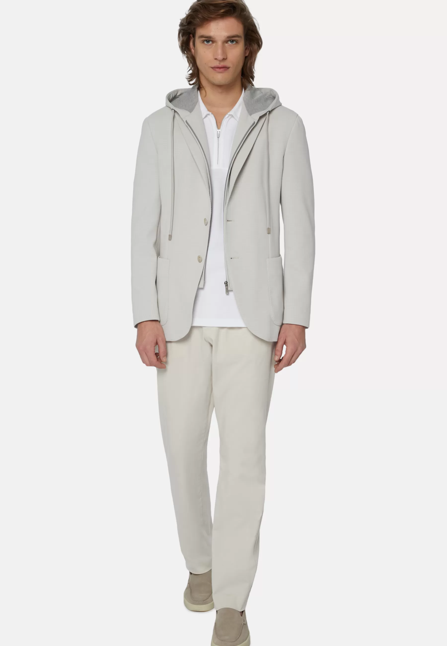 Blazers^Boggi Milano Madison Cotton Blend Sweatshirt Jacket Cream