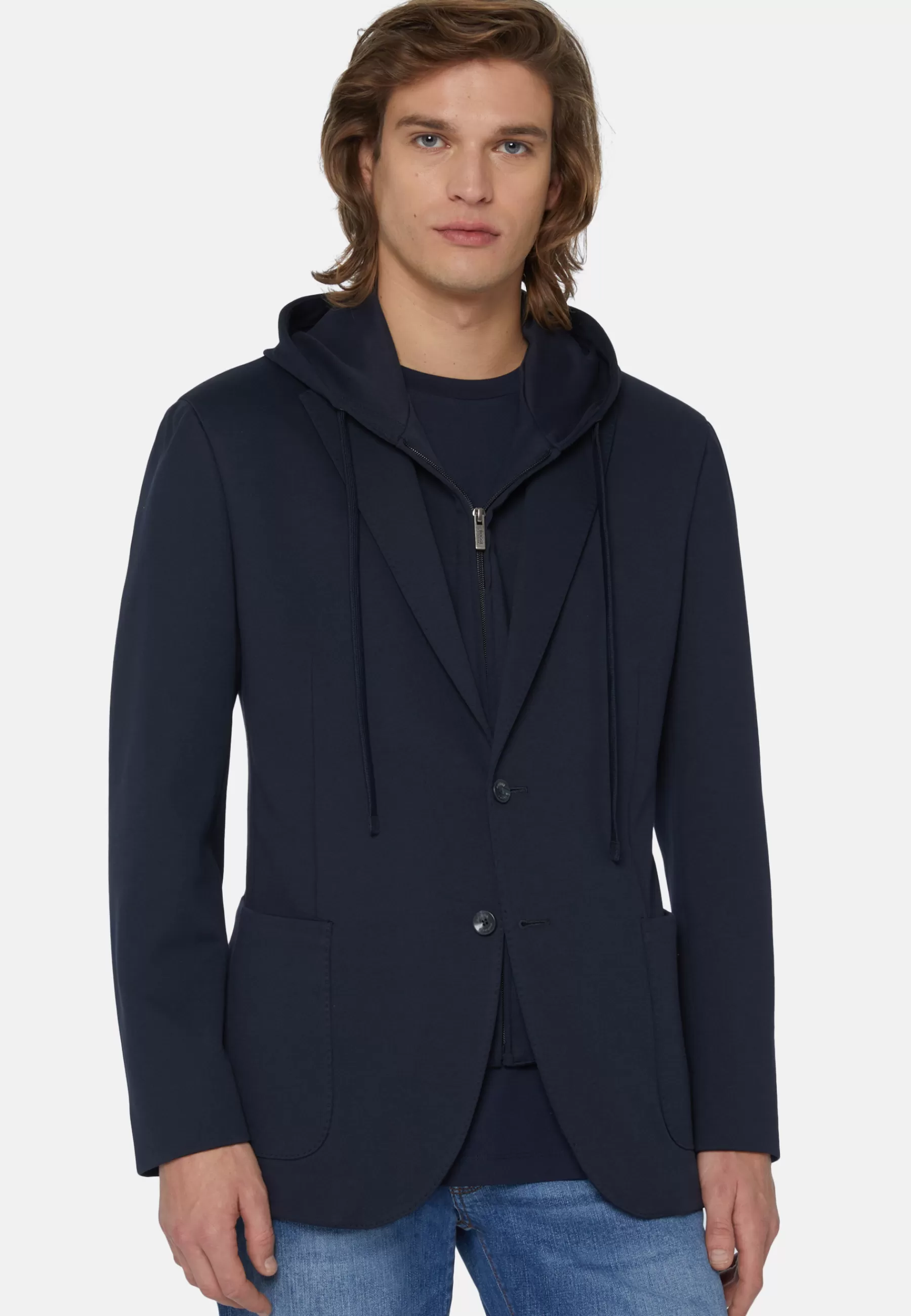 Blazers^Boggi Milano Madison Cotton Blend Sweatshirt Jacket Navy blue