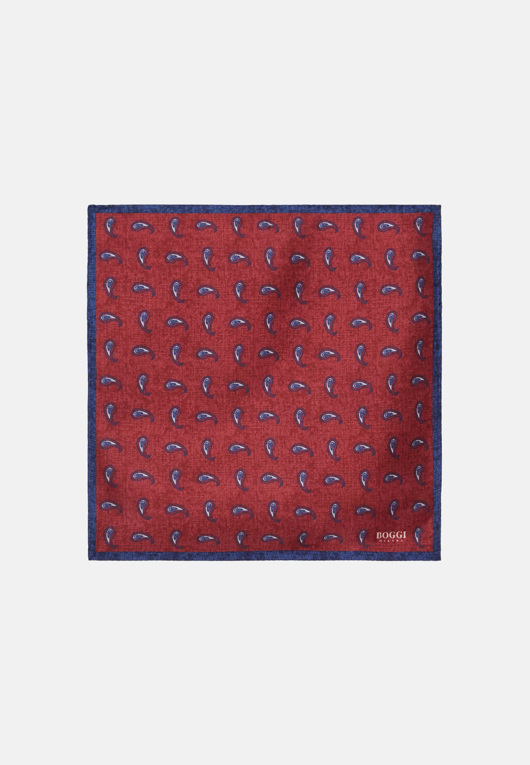 Pocket Squares^Boggi Milano Micro Patterned Silk Pocket Square Burgundy