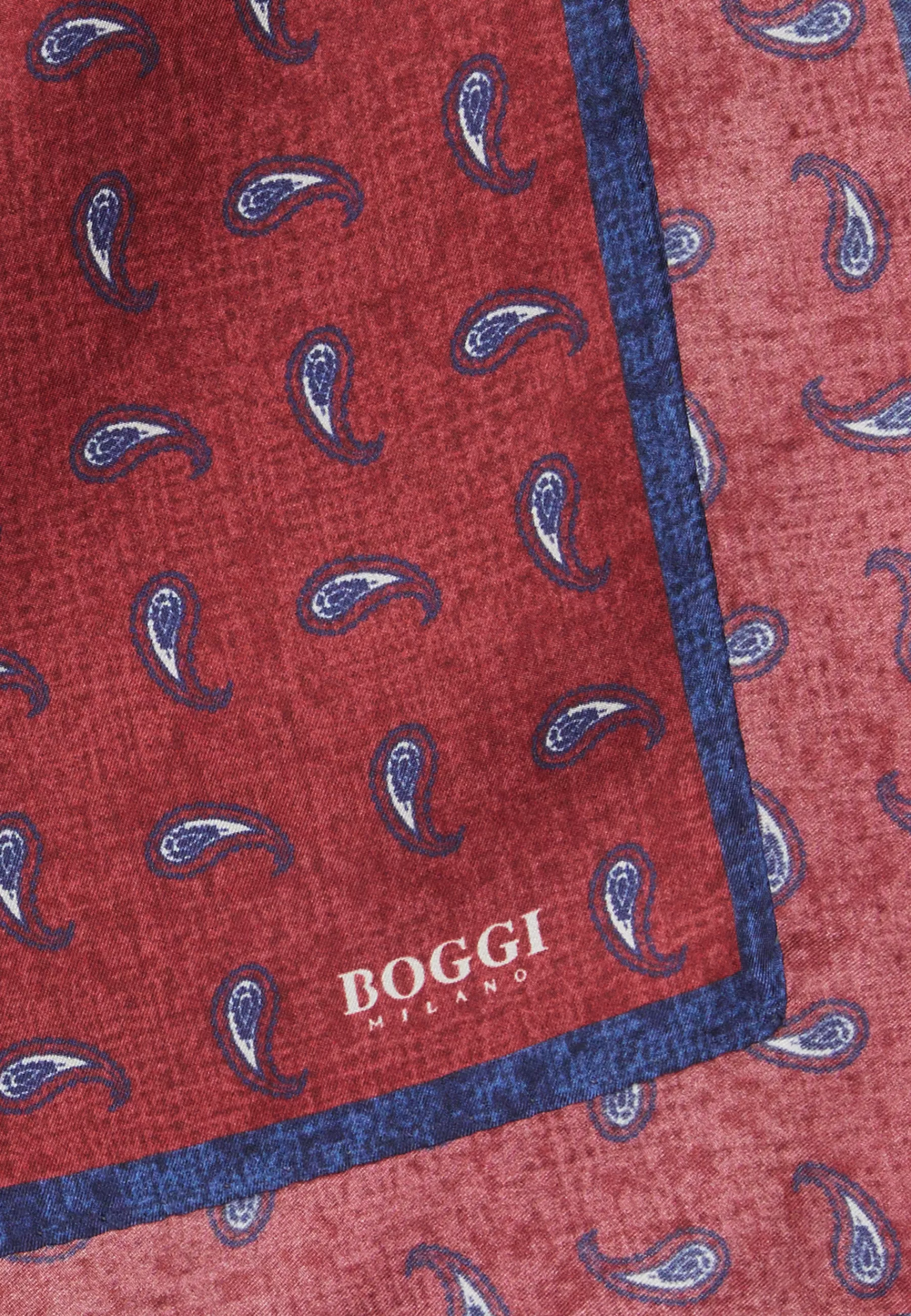 Pocket Squares^Boggi Milano Micro Patterned Silk Pocket Square Burgundy