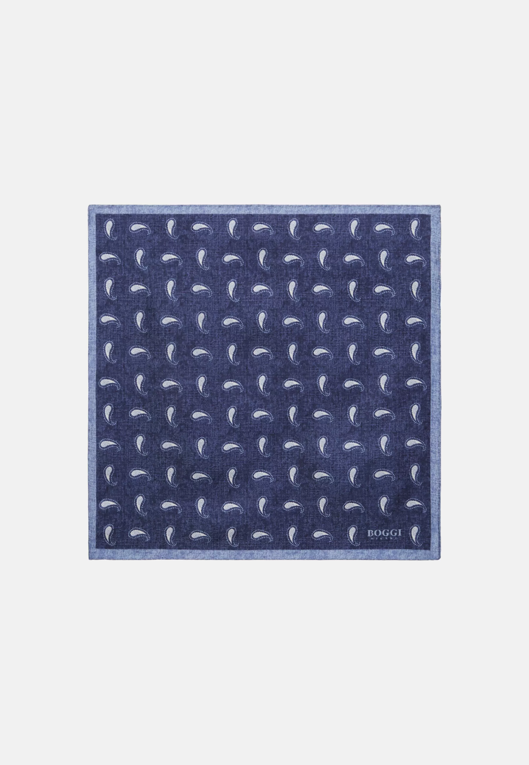 Pocket Squares^Boggi Milano Micro Patterned Silk Pocket Square Navy blue