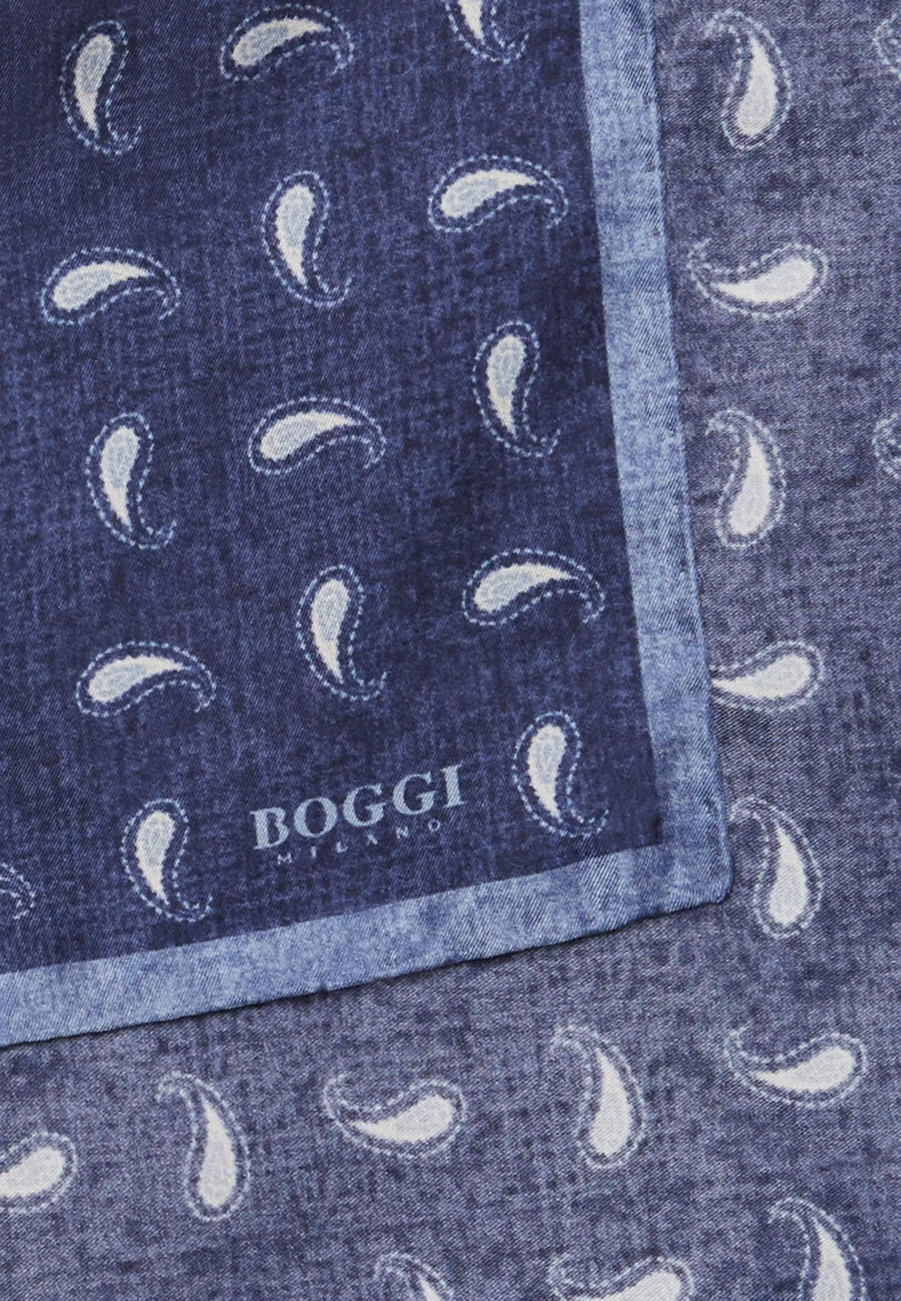 Pocket Squares^Boggi Milano Micro Patterned Silk Pocket Square Navy blue