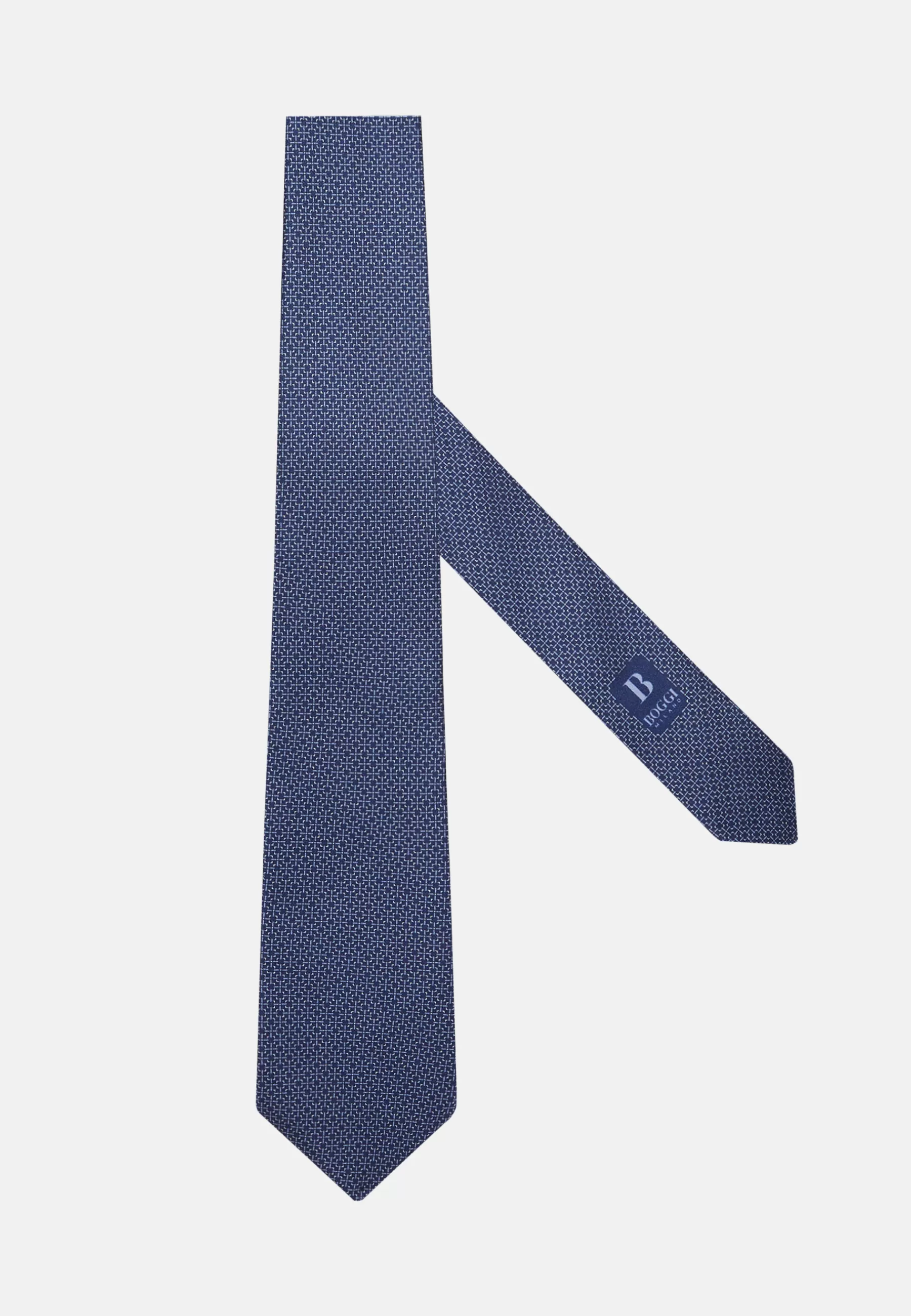 Ties^Boggi Milano Micro Patterned Silk Tie Blue