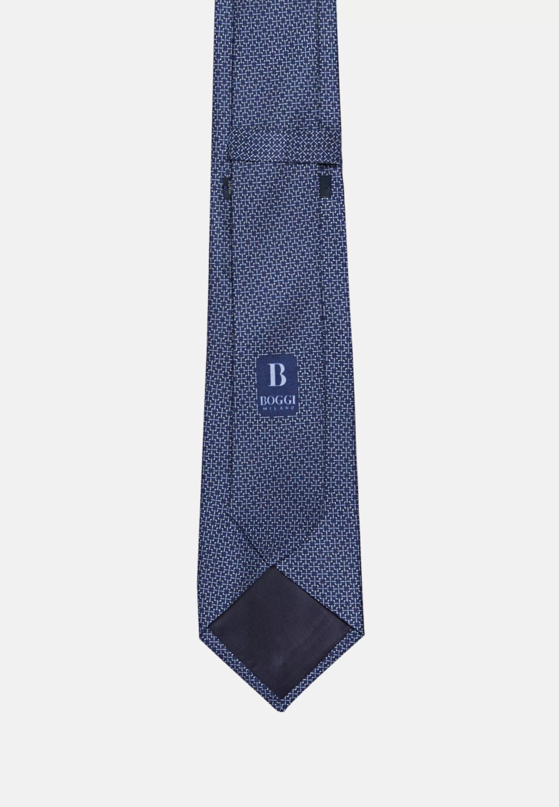 Ties^Boggi Milano Micro Patterned Silk Tie Blue