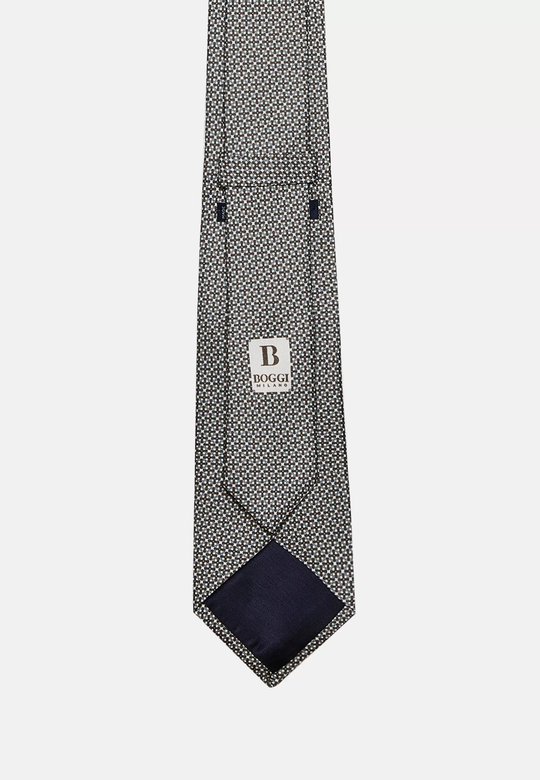 Ties^Boggi Milano Micro Patterned Silk Tie Light Blue